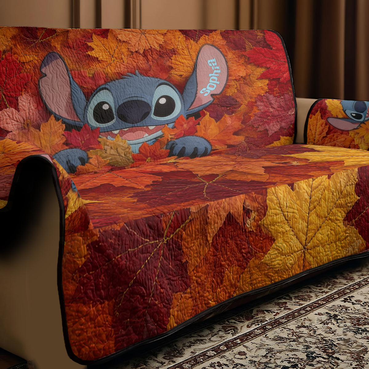 Hello Fall - Personalized Ohana Quilted Sofa/Couch Cover