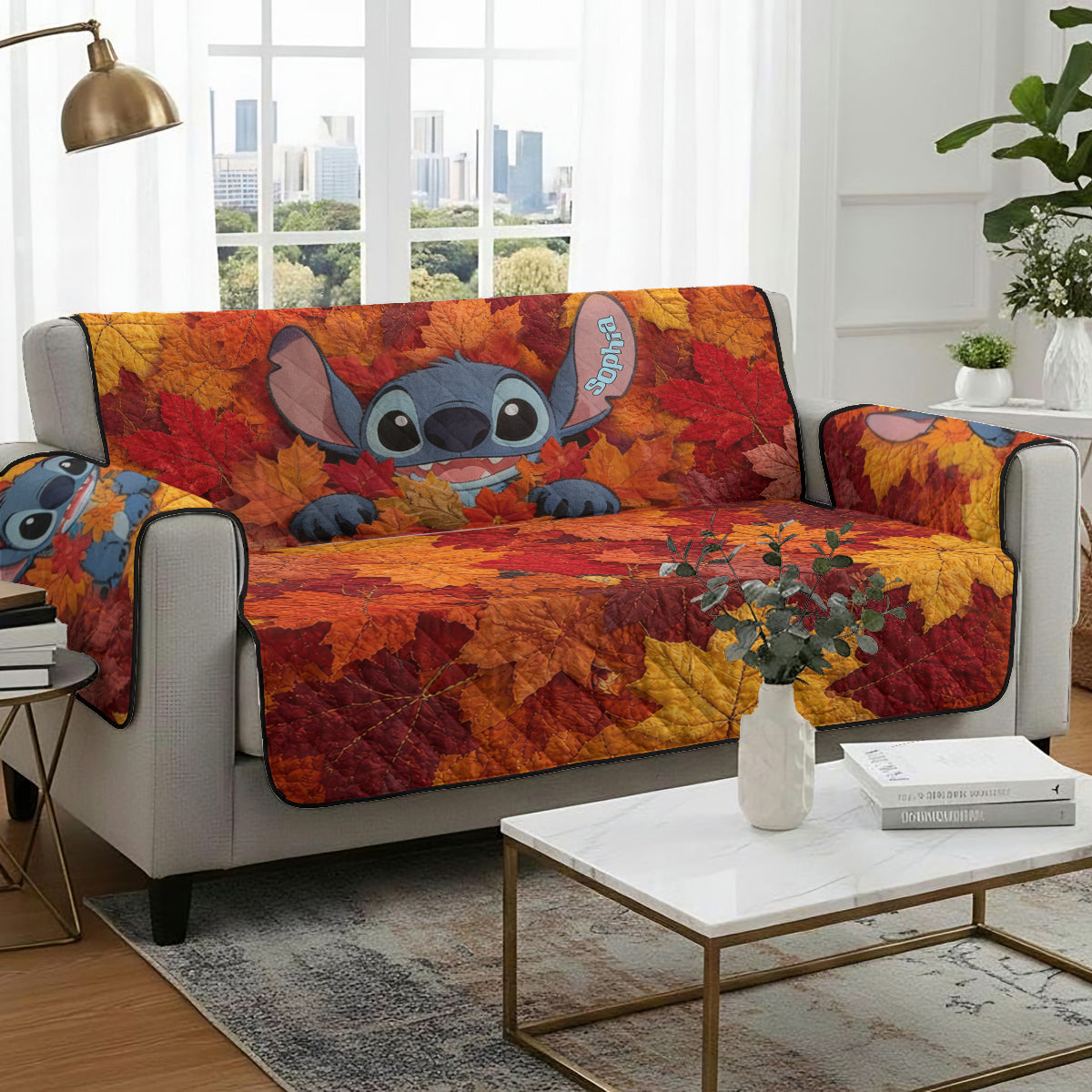 Hello Fall - Personalized Ohana Quilted Sofa/Couch Cover