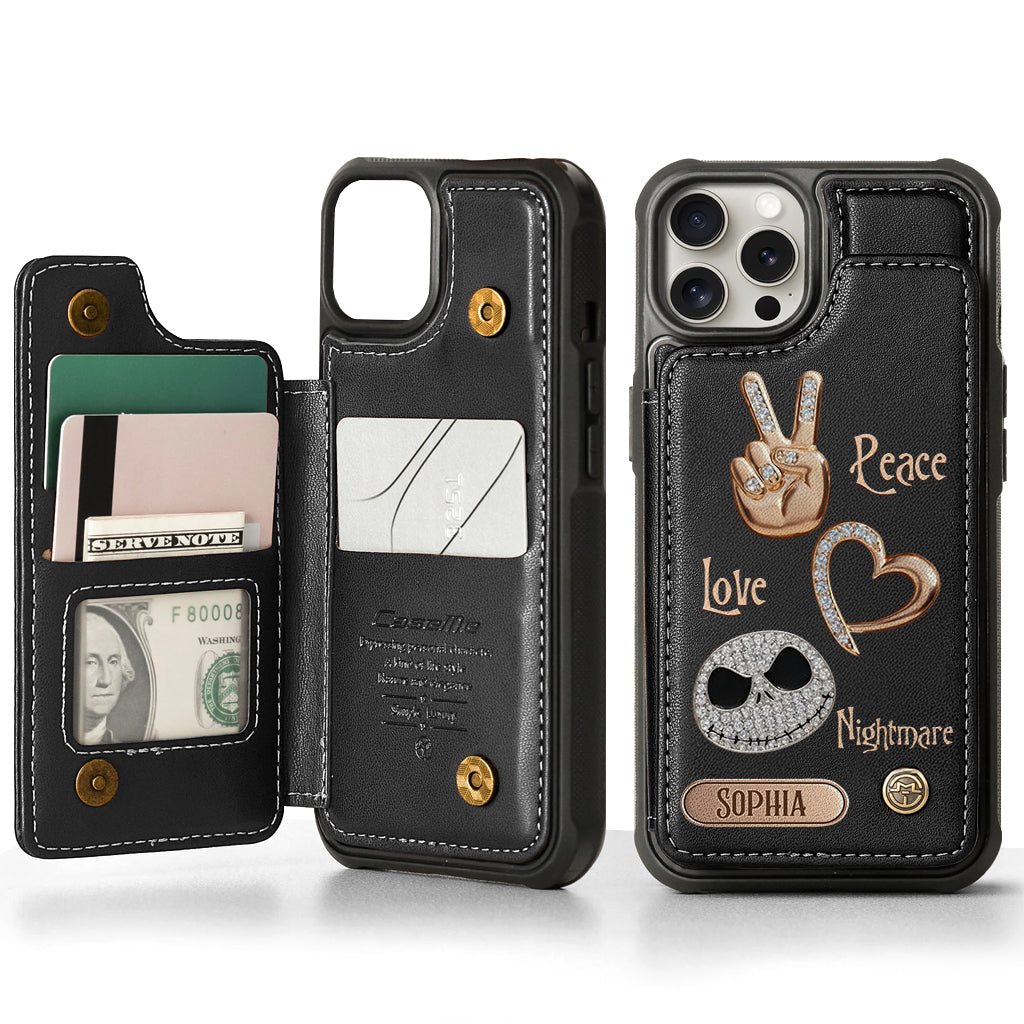 Peace Love Nightmare - Personalized Nightmare Wallet Phone Case