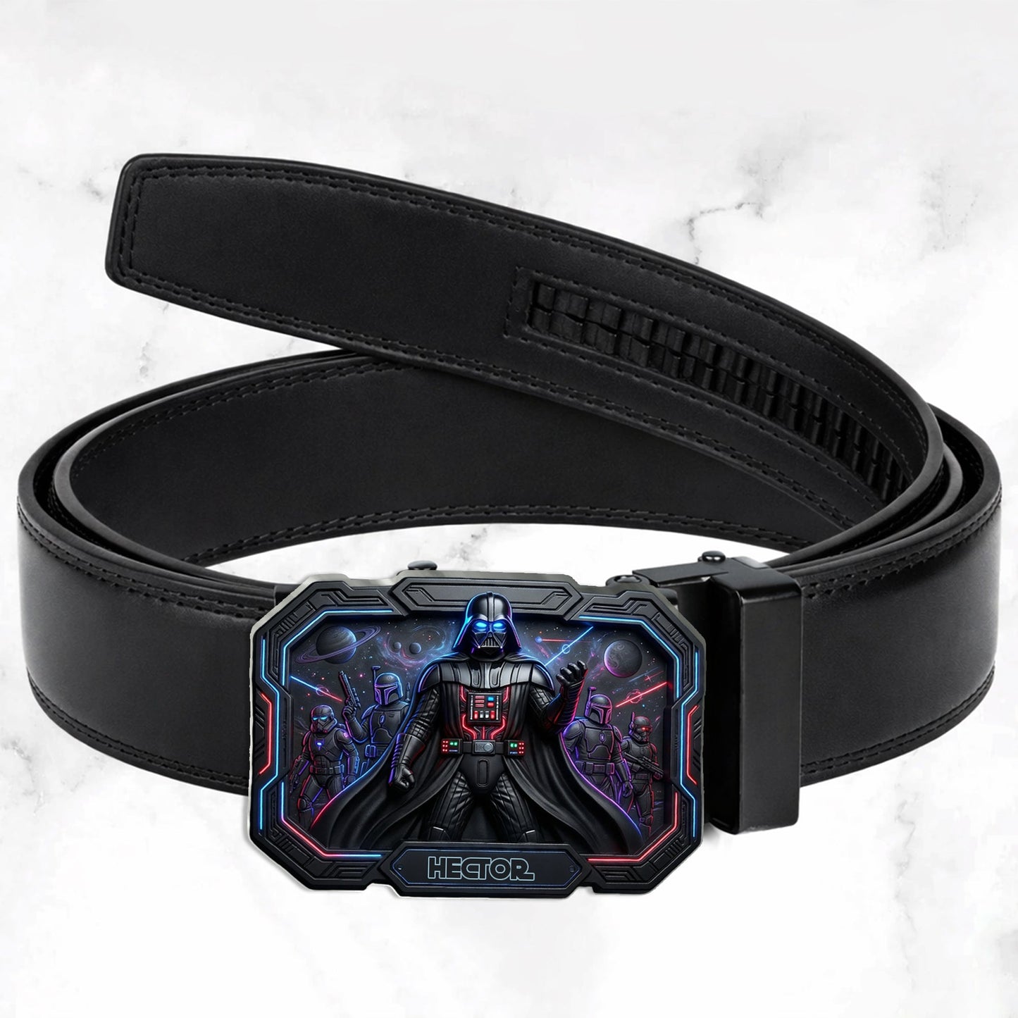 Dark Side - Personalized The Force Leather Belt With Shaped Buckle
