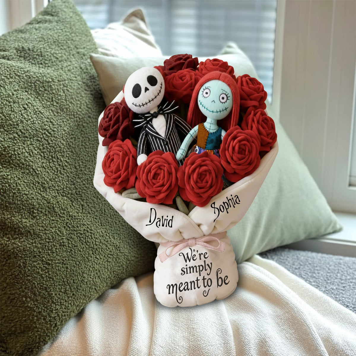 We're Simply Meant To Be - Personalized Nightmare Faux Fur Shaped Pillow
