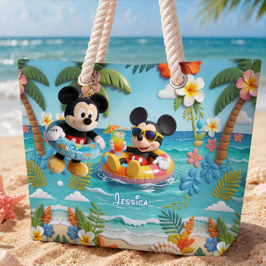 Summer Vibes Mouse Ears - Personalized Mouse Beach Bag With Plush Charm