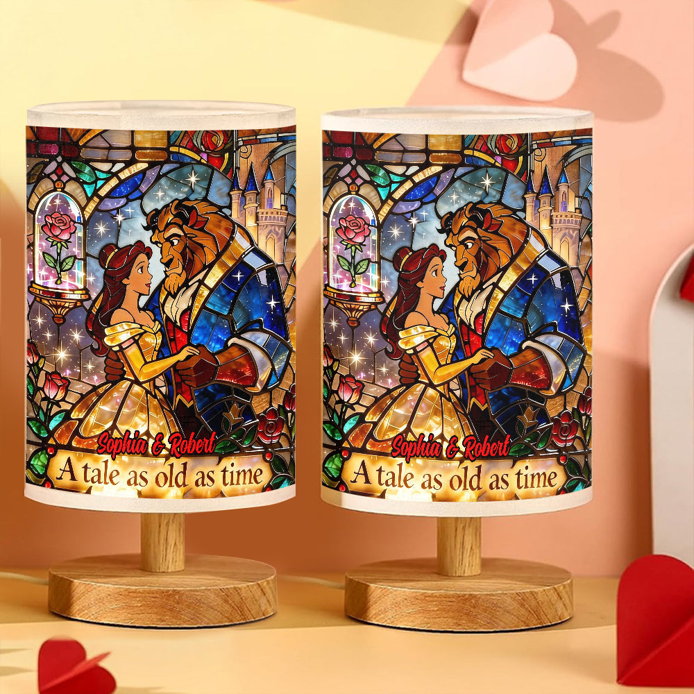 Tale as Old as Time - Personalized Beauty And The Beast Table Lamp With Wood Base