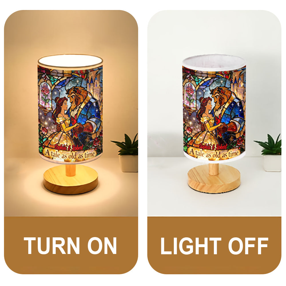 Tale as Old as Time - Personalized Beauty And The Beast Table Lamp With Wood Base