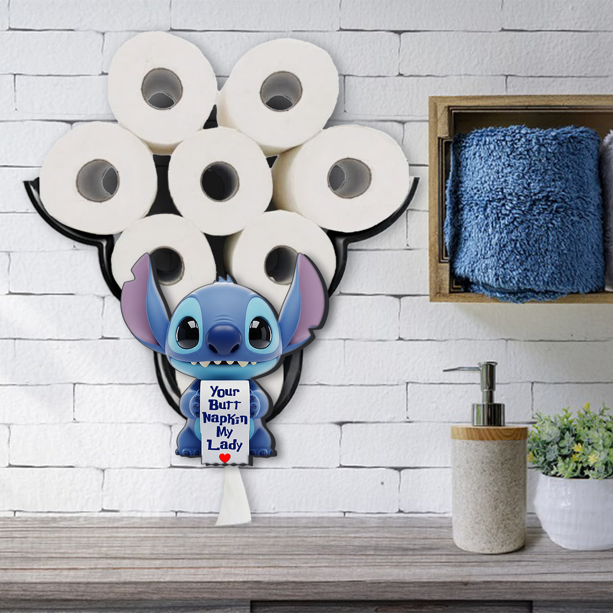 Your Napkin My Lord, Funny Blue Monster - Personalized Ohana Toilet Paper Holder Rack