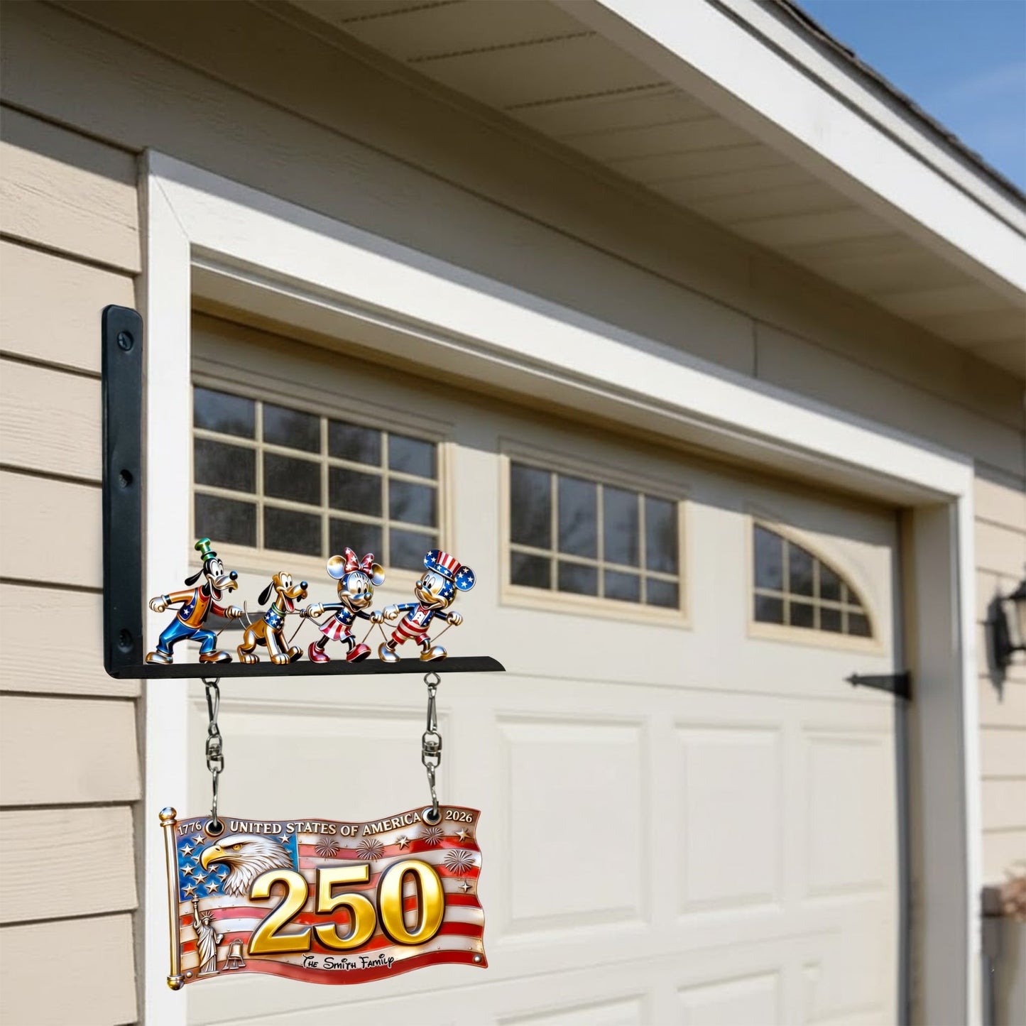 USA 250th Anniversary - Personalized Mouse Wooden Wall Mount Sign