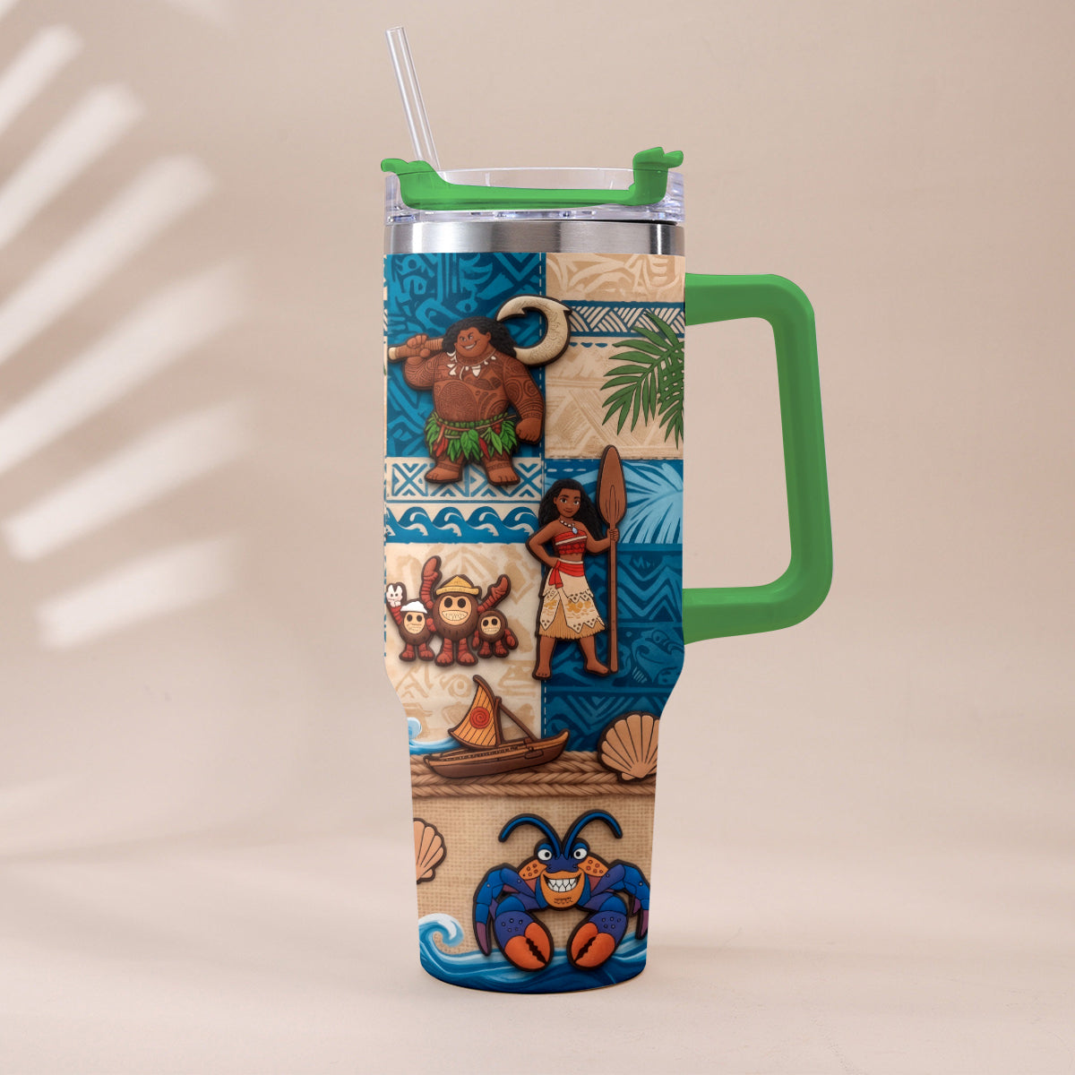 Ocean Adventure Cartoon Friends - Personalized Moana Tumbler With Plush Charm