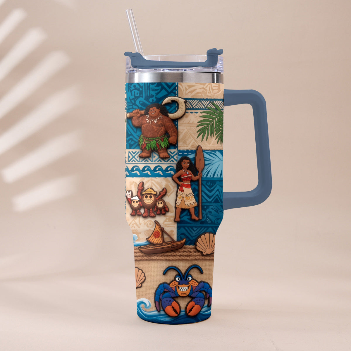 Ocean Adventure Cartoon Friends - Personalized Moana Tumbler With Plush Charm