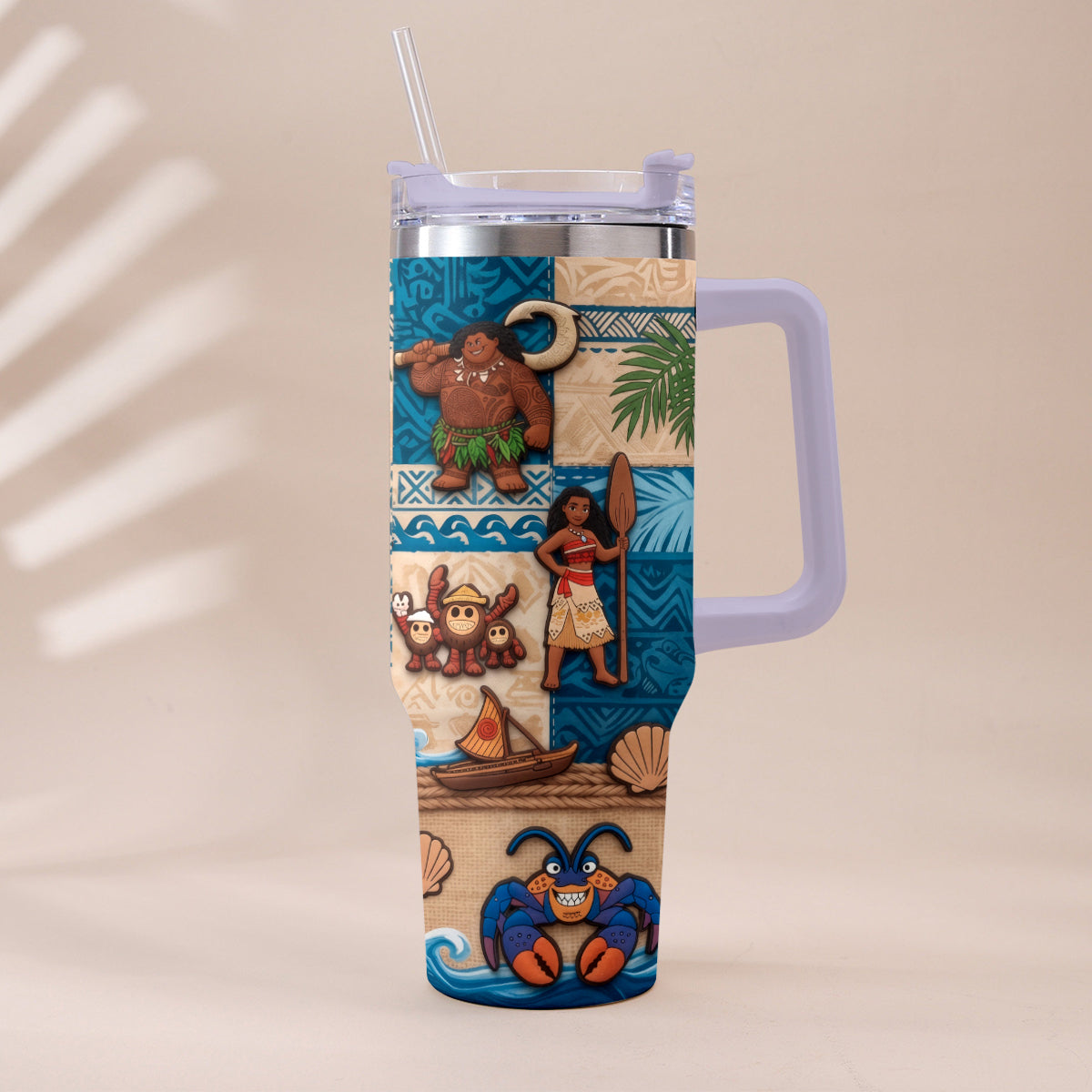 Ocean Adventure Cartoon Friends - Personalized Moana Tumbler With Plush Charm