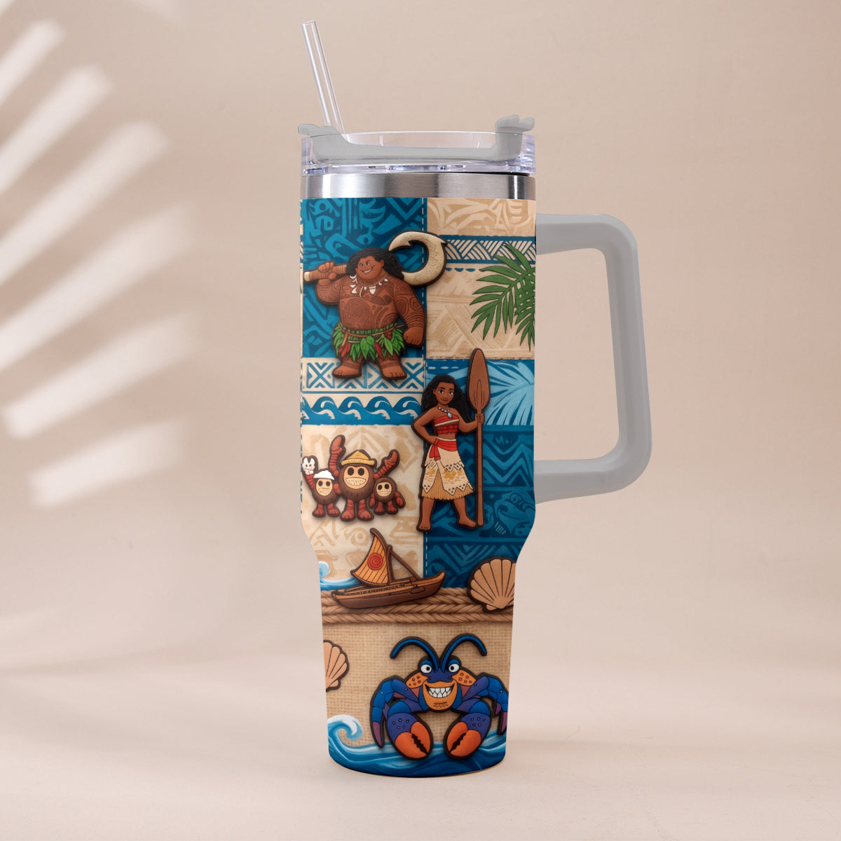 Ocean Adventure Cartoon Friends - Personalized Moana Tumbler With Plush Charm