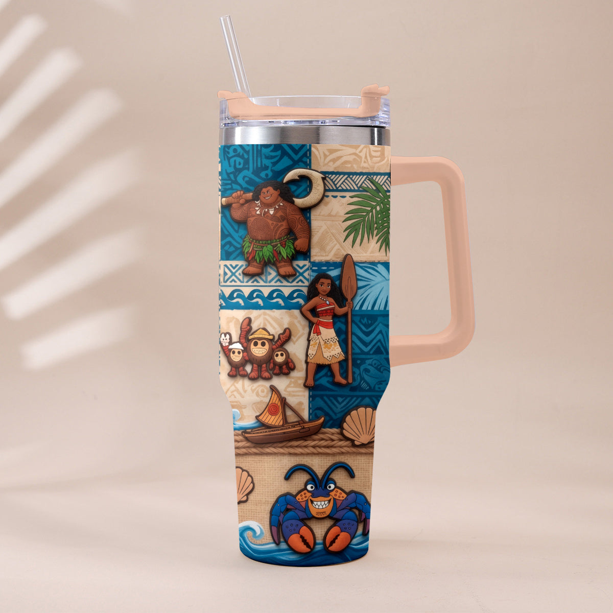 Ocean Adventure Cartoon Friends - Personalized Moana Tumbler With Plush Charm