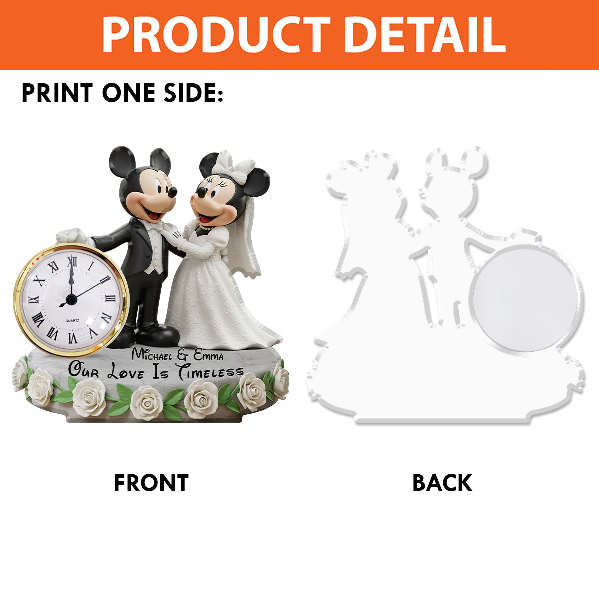 Our Love Is Timeless - Personalized Mouse Acrylic Clock Plaque