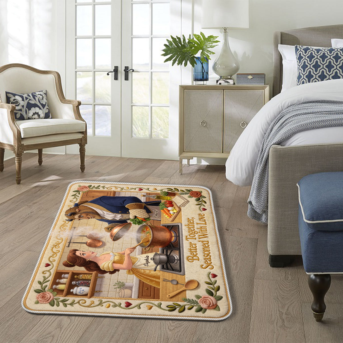 Better Together, Seasoned With Love - Personalized Beauty And The Beast Non-Slip Tufted Rug