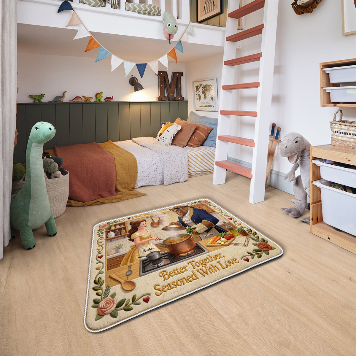 Better Together, Seasoned With Love - Personalized Beauty And The Beast Non-Slip Tufted Rug