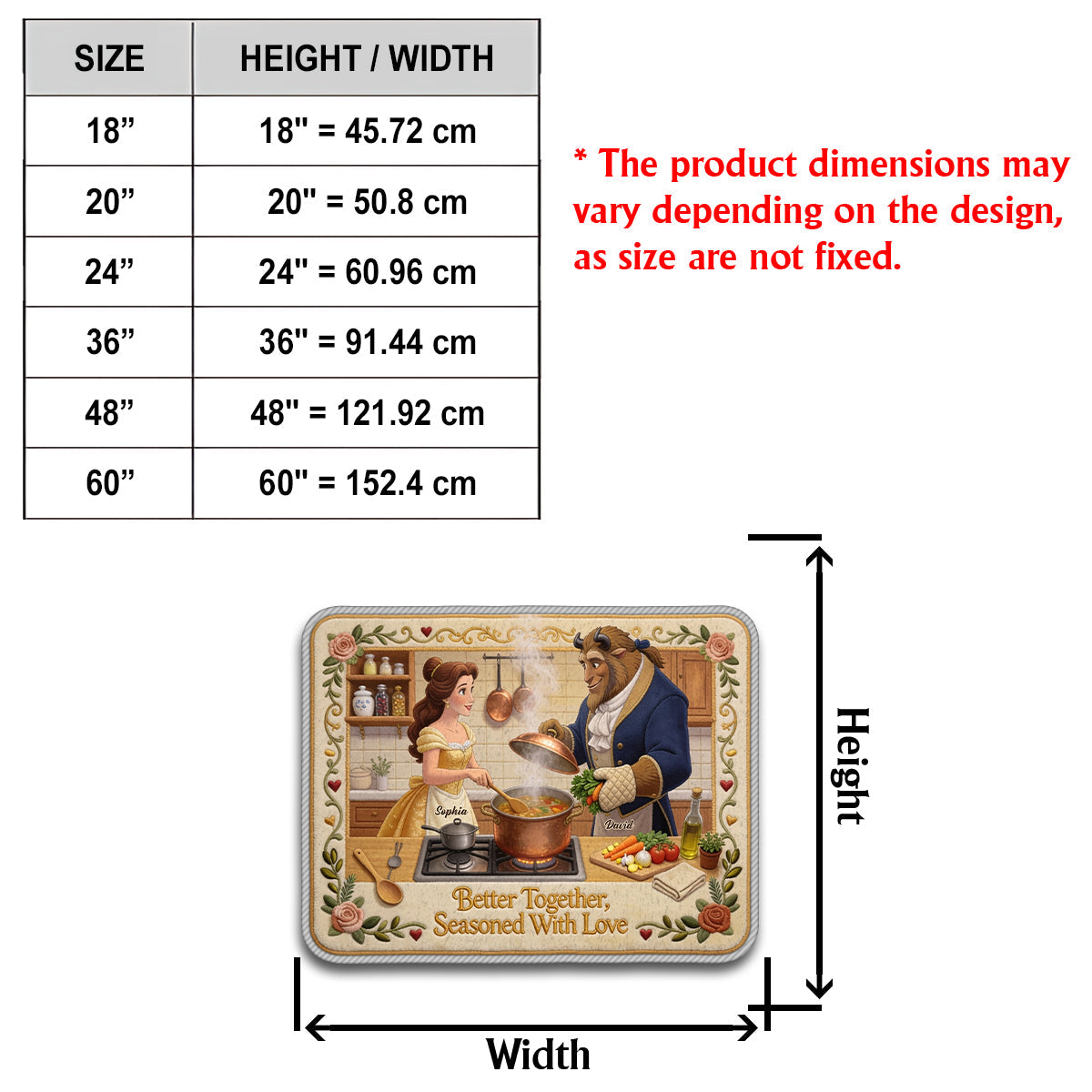 Better Together, Seasoned With Love - Personalized Beauty And The Beast Non-Slip Tufted Rug
