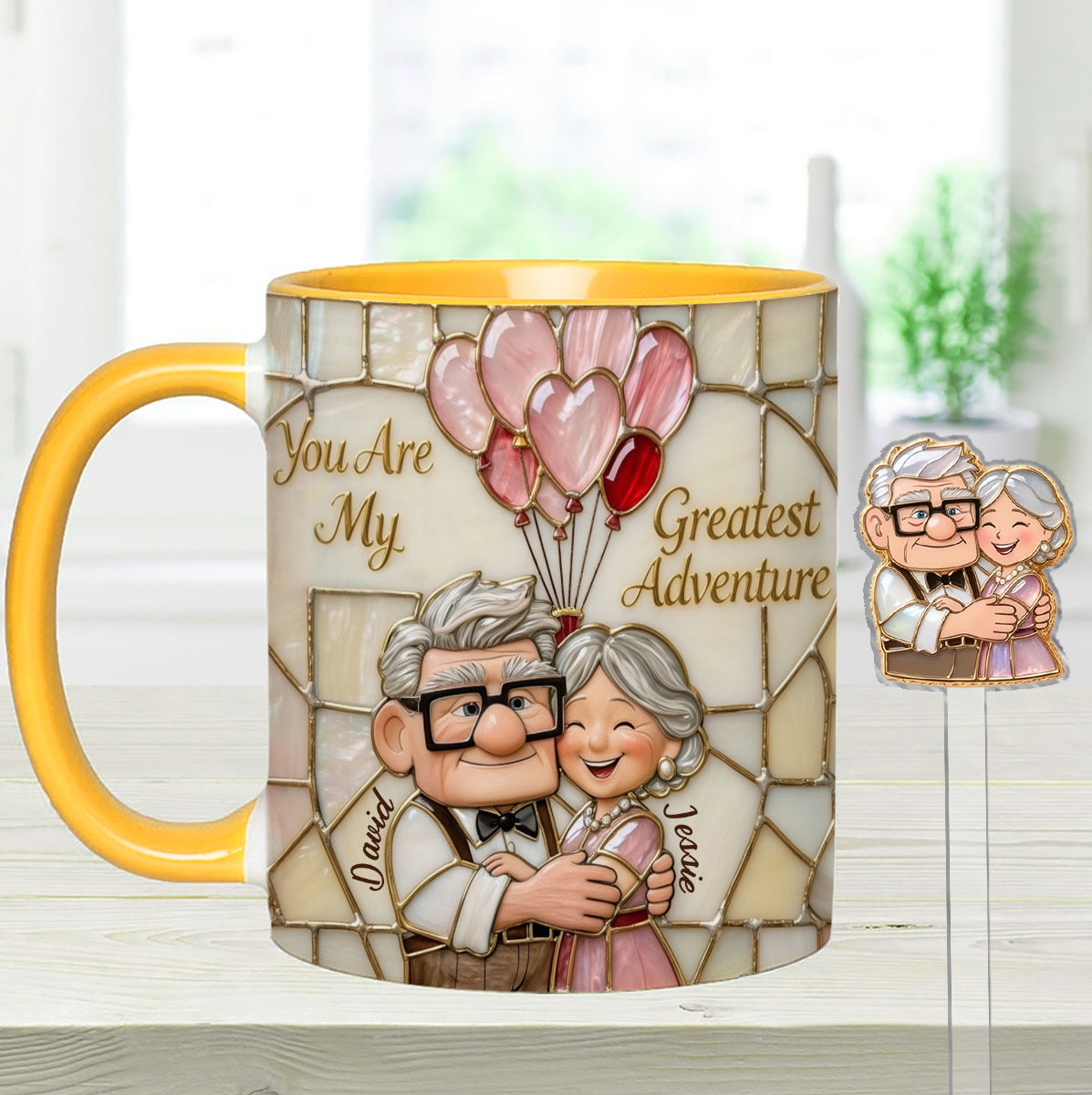 My Greatest Adventure - Personalized Couple Set Accent Mug with Acrylic Stirrers