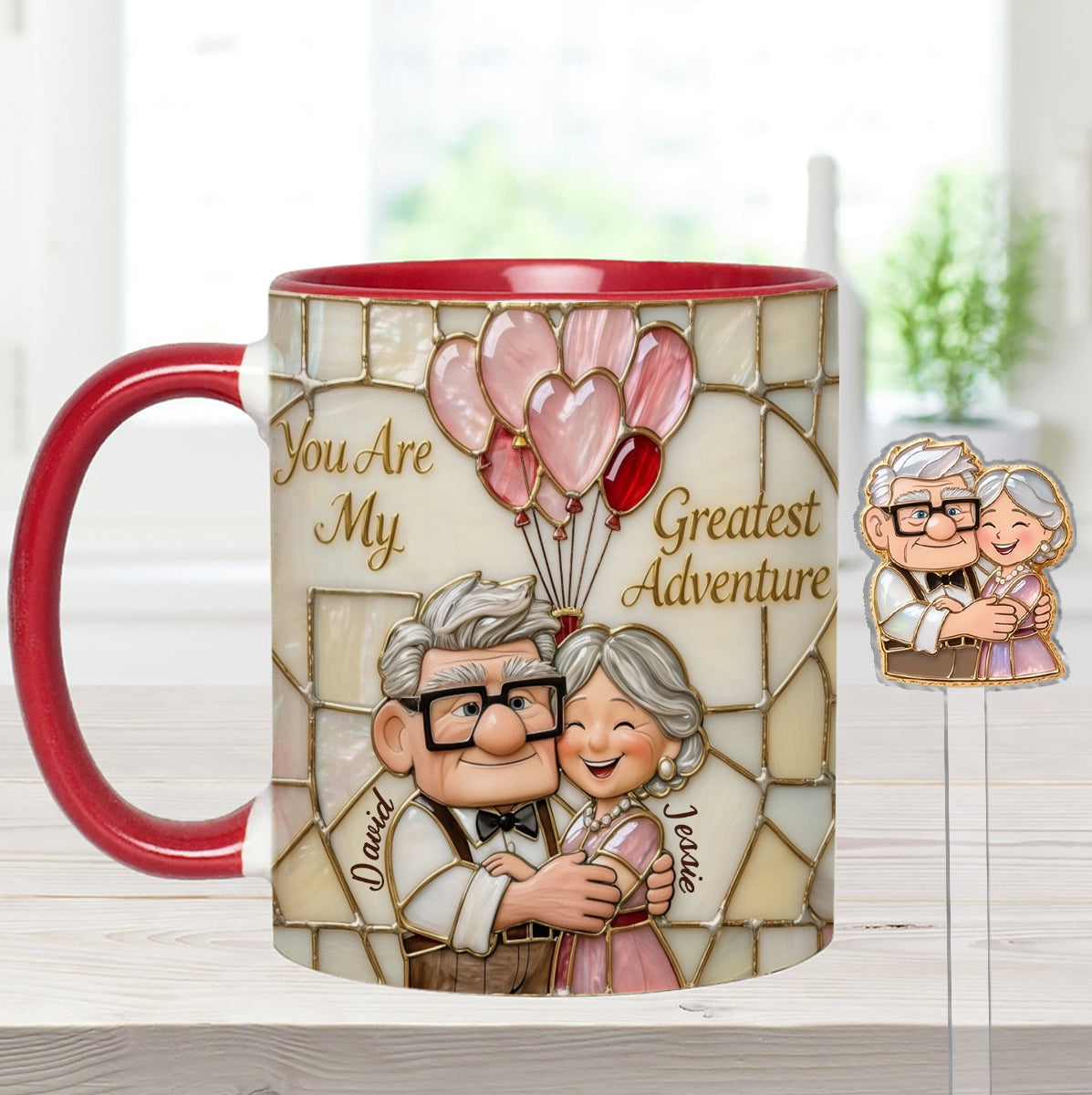 My Greatest Adventure - Personalized Couple Set Accent Mug with Acrylic Stirrers