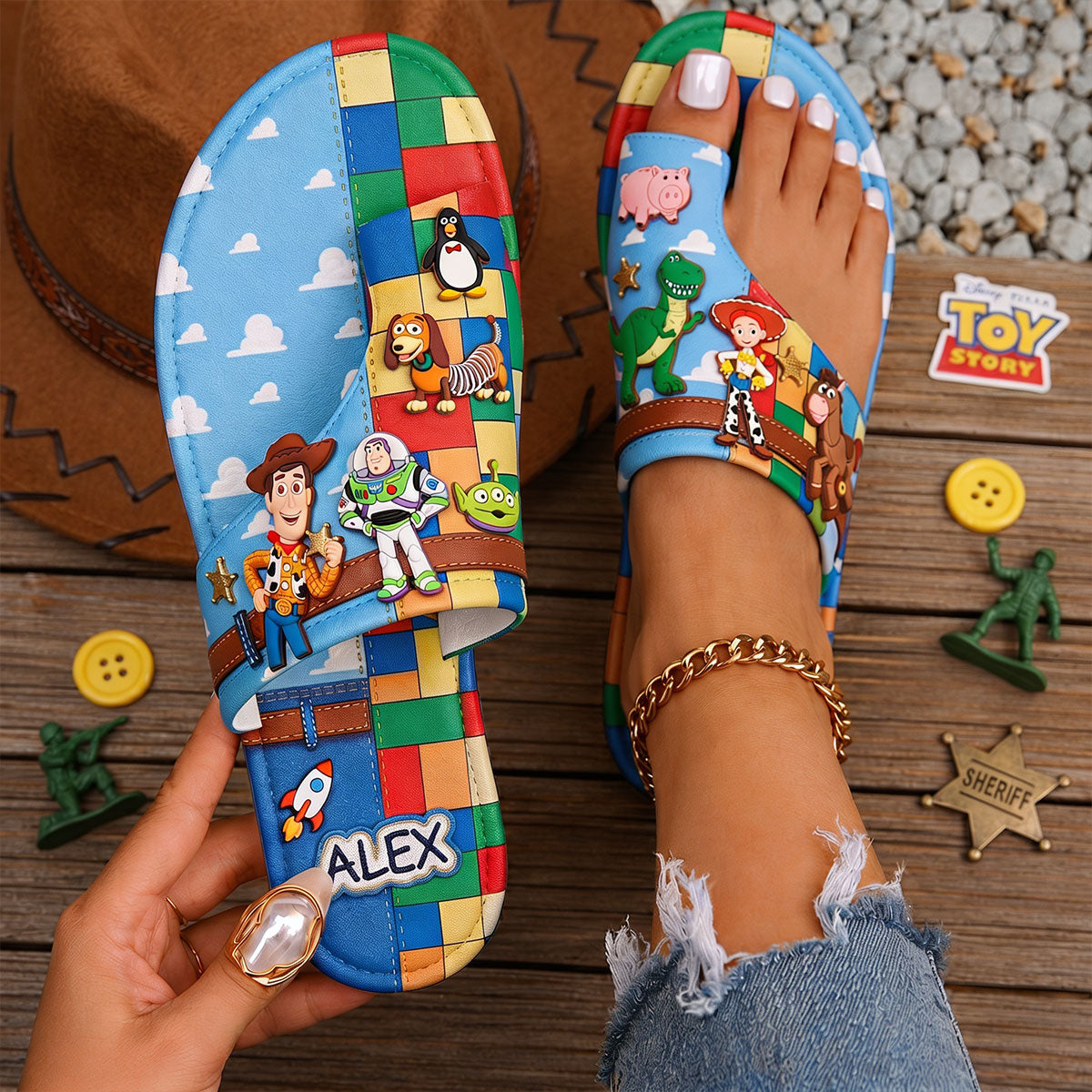 Toy Adventure Character - Personalized Movie For Kids Open Toe Sandals