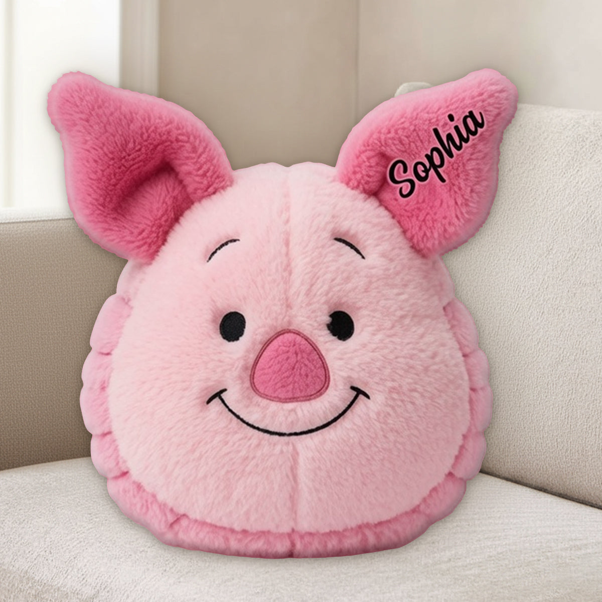 Cute Friends - Personalized Yellow Bear Premium Faux Fur Pillow