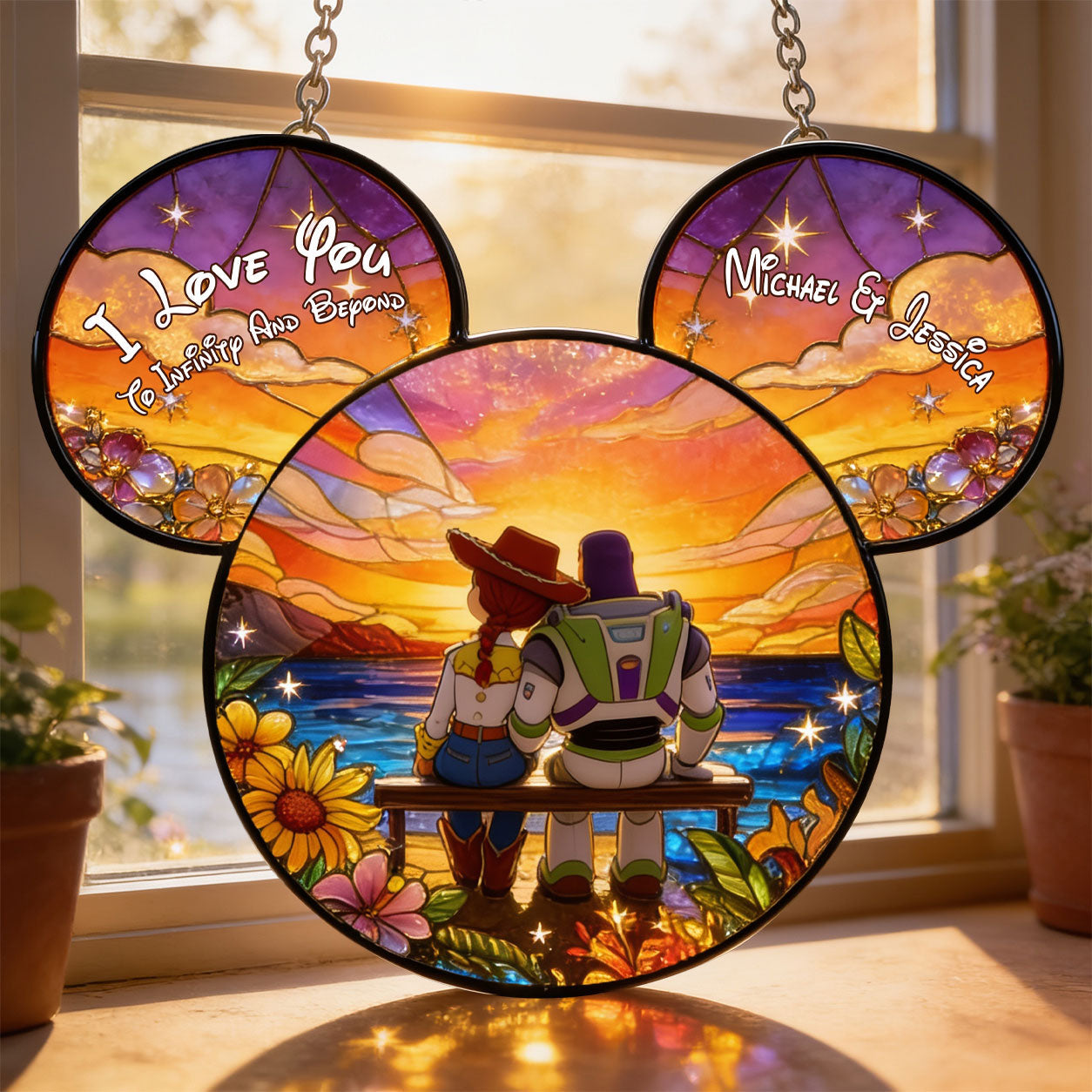 I Love You To Infinity And Beyond - Personalized 3D Printed Glass Suncatcher