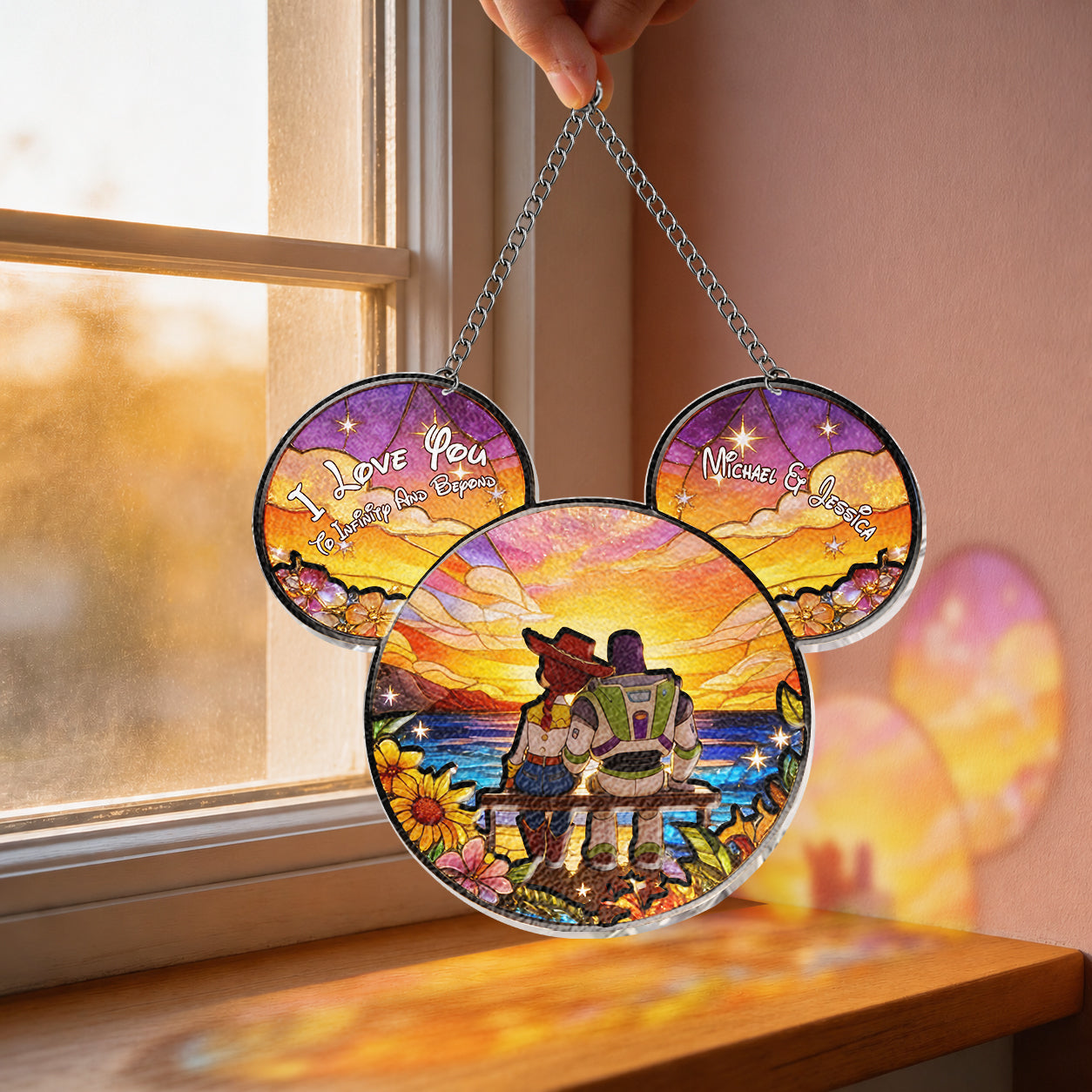 I Love You To Infinity And Beyond - Personalized 3D Printed Glass Suncatcher