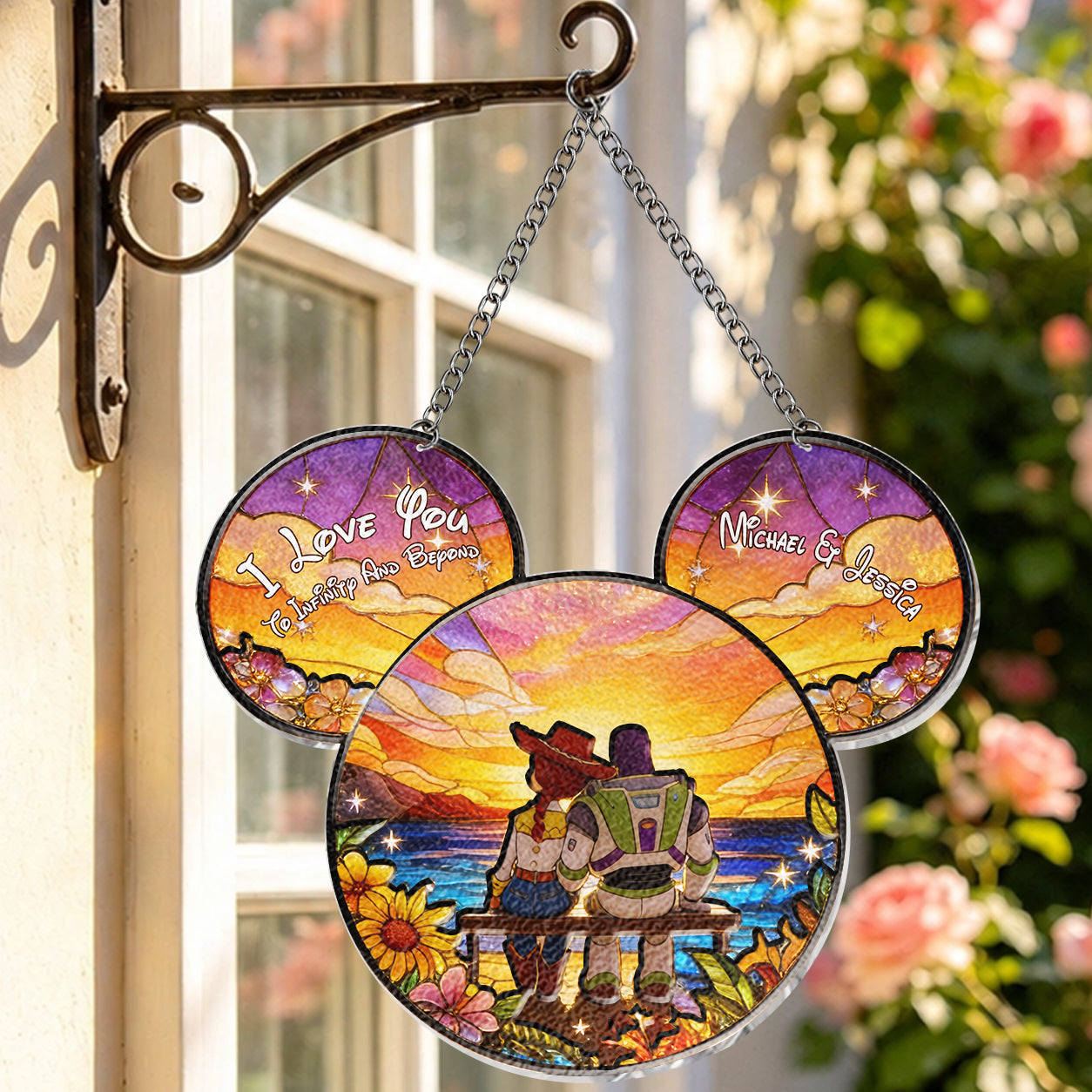 I Love You To Infinity And Beyond - Personalized 3D Printed Glass Suncatcher