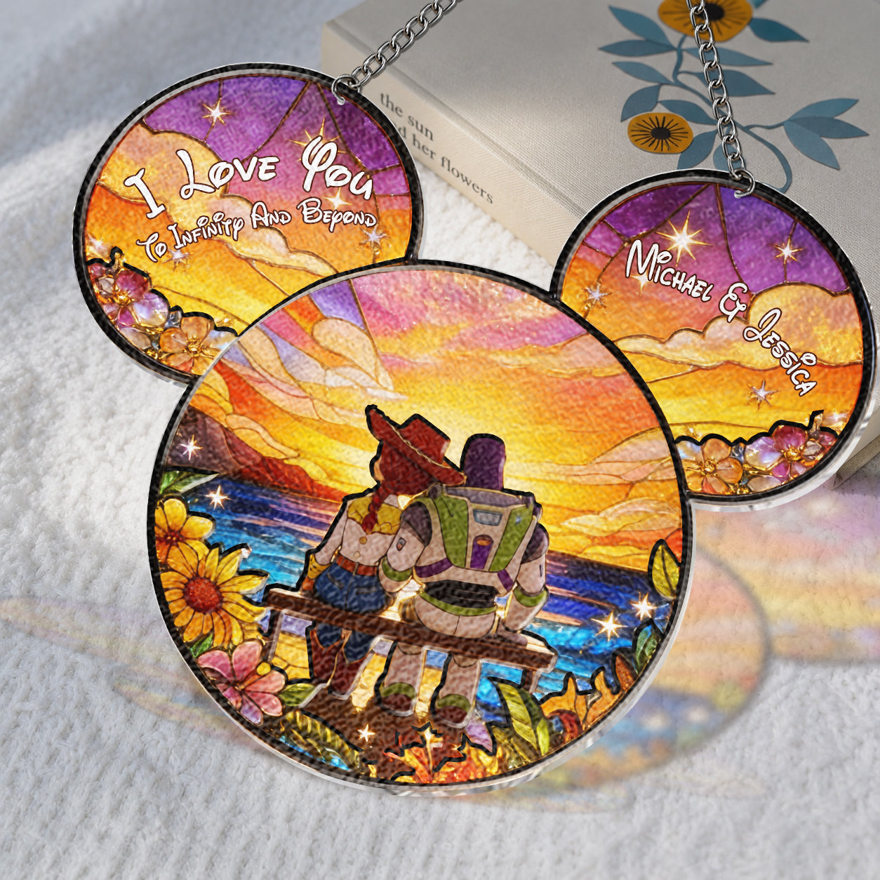 I Love You To Infinity And Beyond - Personalized 3D Printed Glass Suncatcher