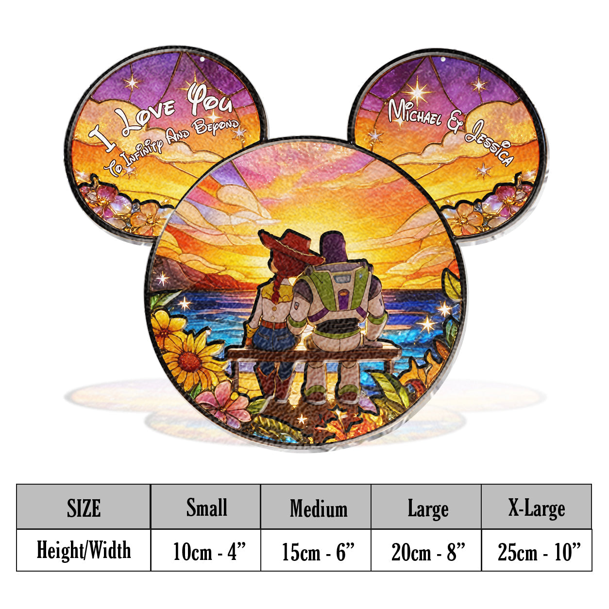 I Love You To Infinity And Beyond - Personalized 3D Printed Glass Suncatcher