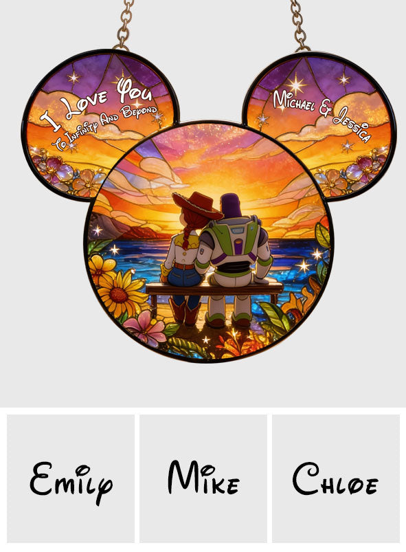 I Love You To Infinity And Beyond - Personalized 3D Printed Glass Suncatcher