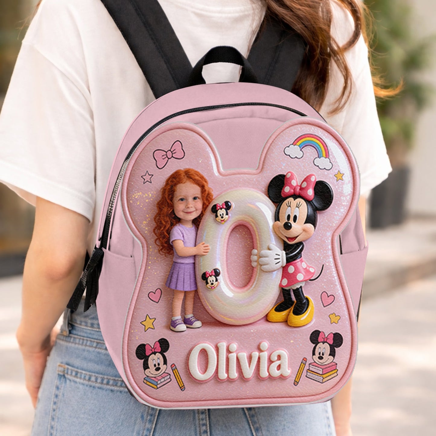 Custom Photo, Alphabet, Any Character - Personalized Kid Changeable Leather Patch Backpack