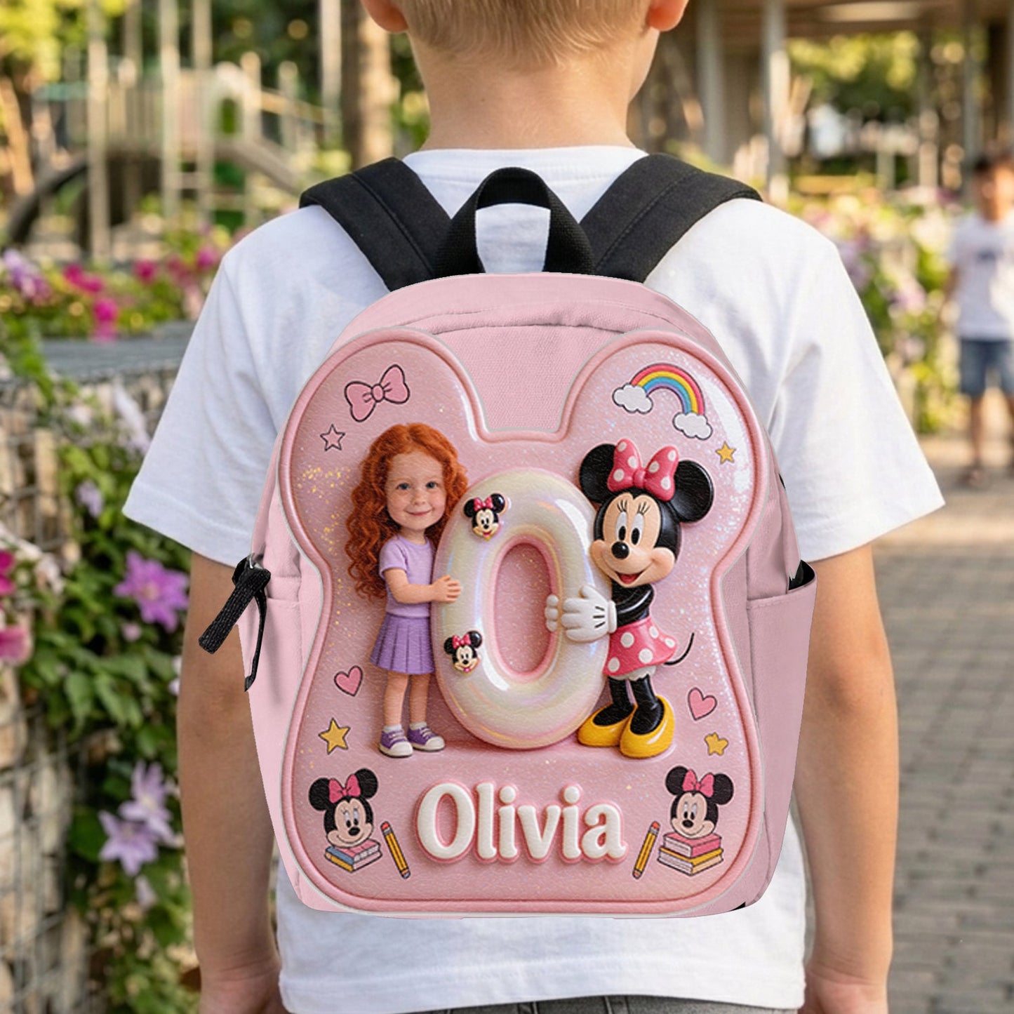 Custom Photo, Alphabet, Any Character - Personalized Kid Changeable Leather Patch Backpack