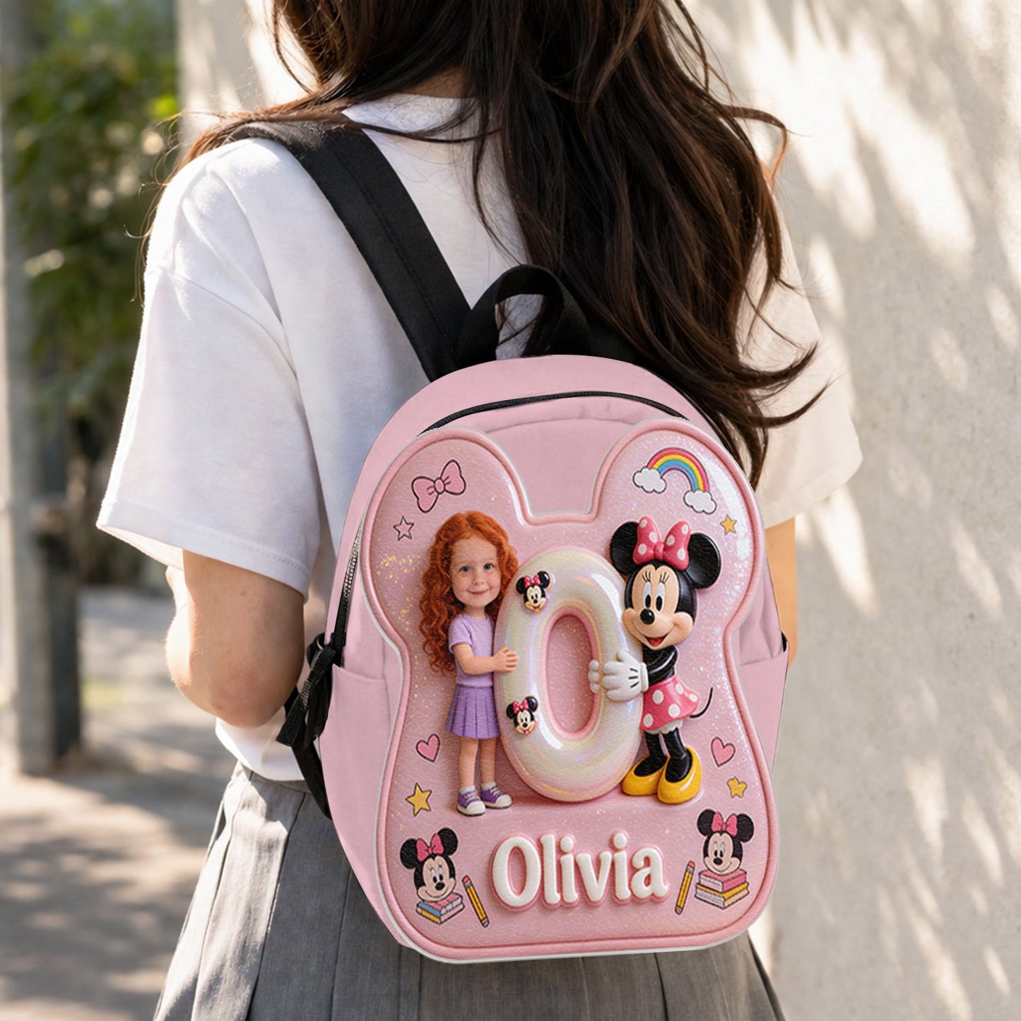 Custom Photo, Alphabet, Any Character - Personalized Kid Changeable Leather Patch Backpack