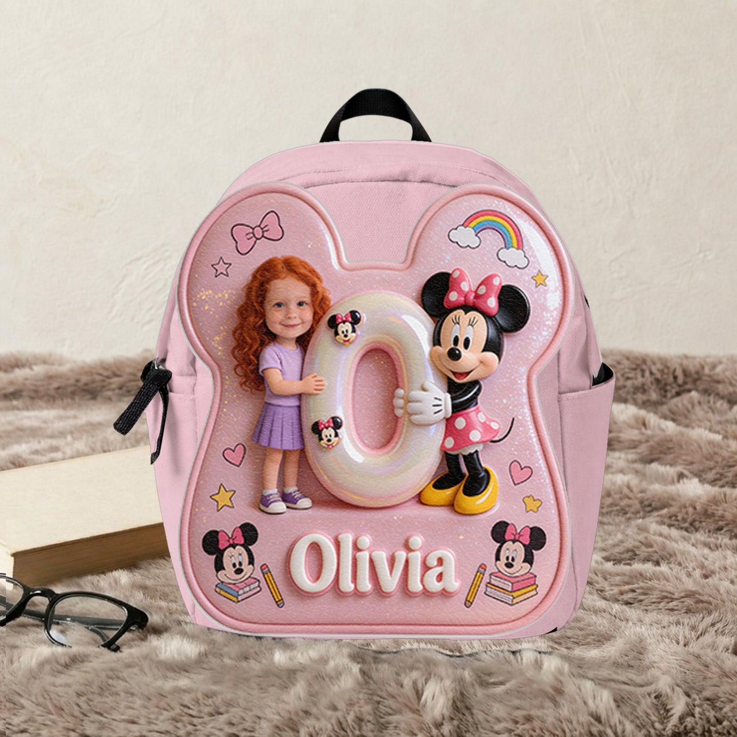 Custom Photo, Alphabet, Any Character - Personalized Kid Changeable Leather Patch Backpack
