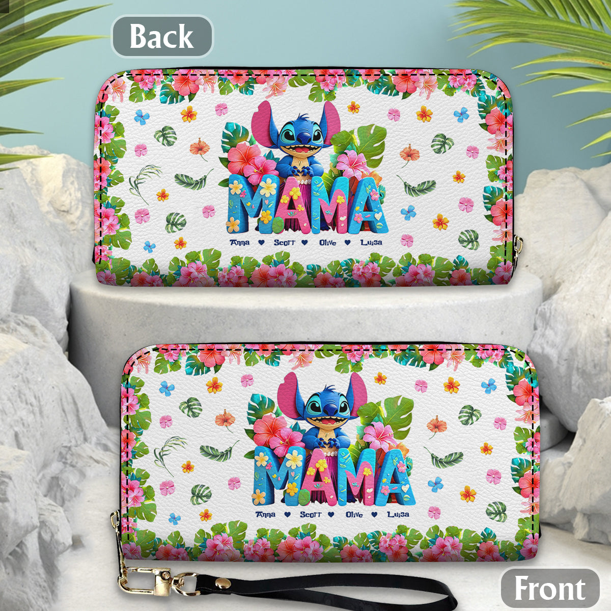 Mama Ohana - Personalized Ohana Leather Long Wallet