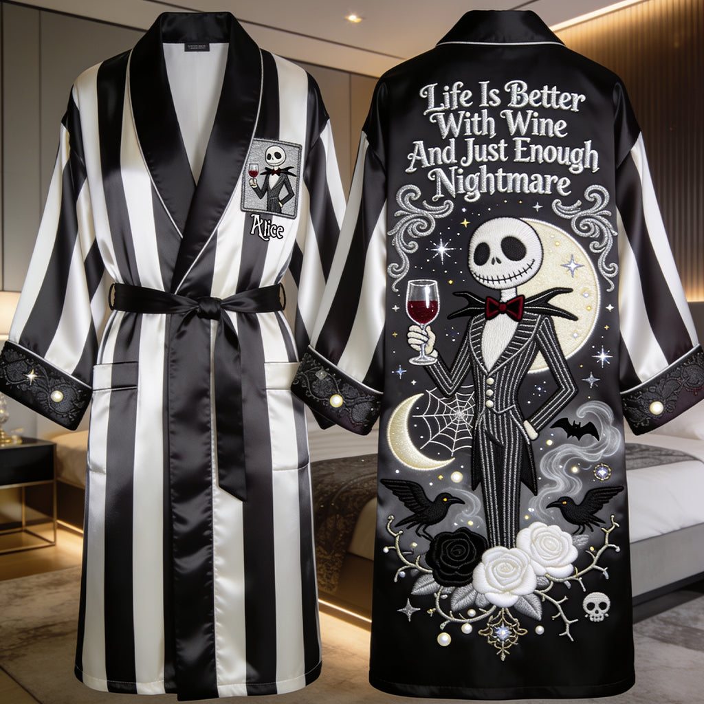 Just Enough Nightmares - Personalized Nightmare Satin Robe