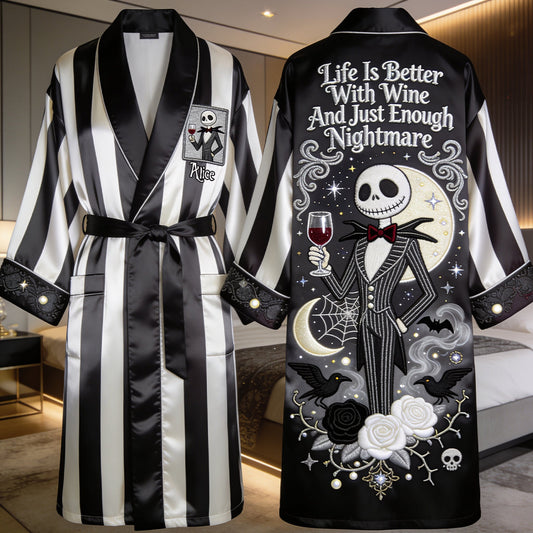 Just Enough Nightmares - Personalized Nightmare Satin Robe