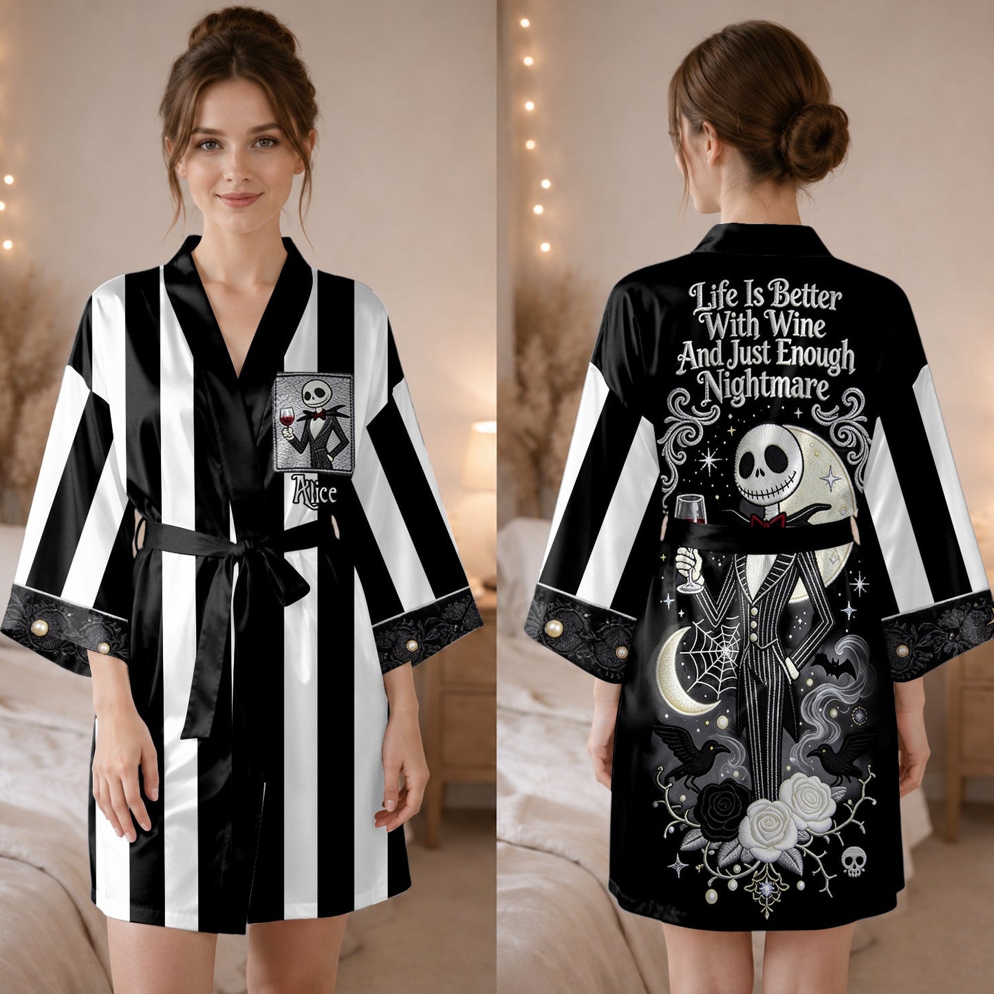 Just Enough Nightmares - Personalized Nightmare Satin Robe