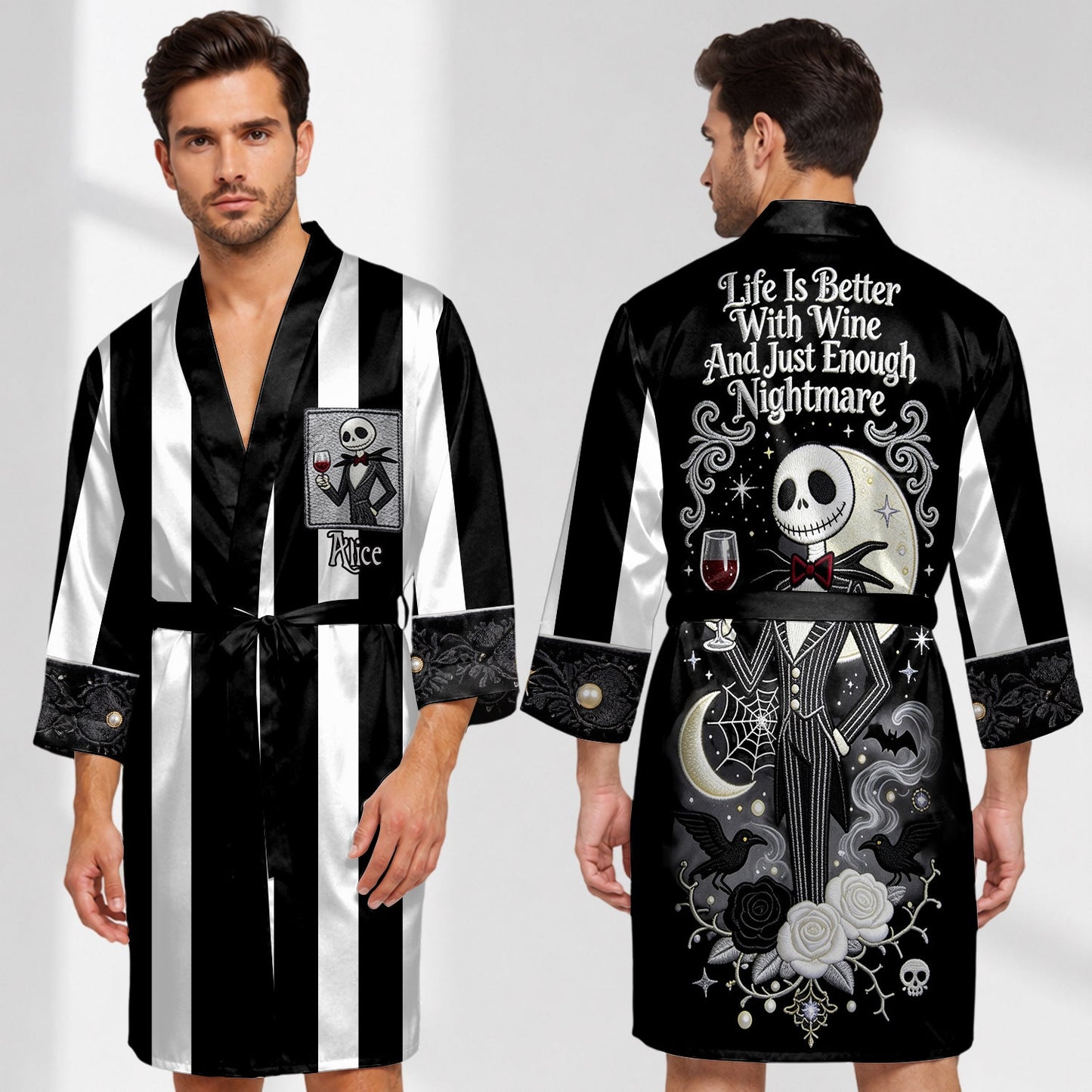 Just Enough Nightmares - Personalized Nightmare Satin Robe