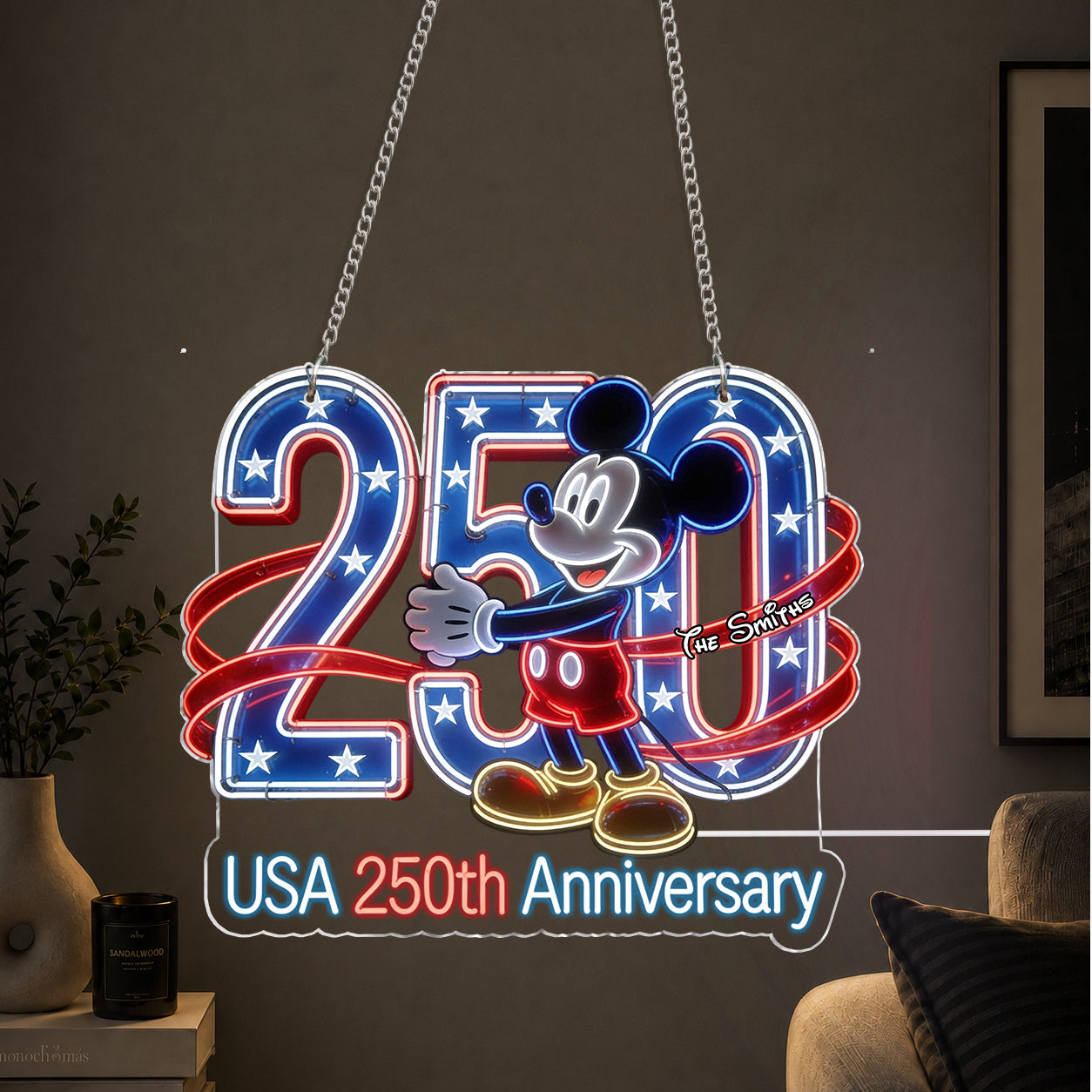 250th Anniversary - Personalized Mouse Neon LED Light Sign