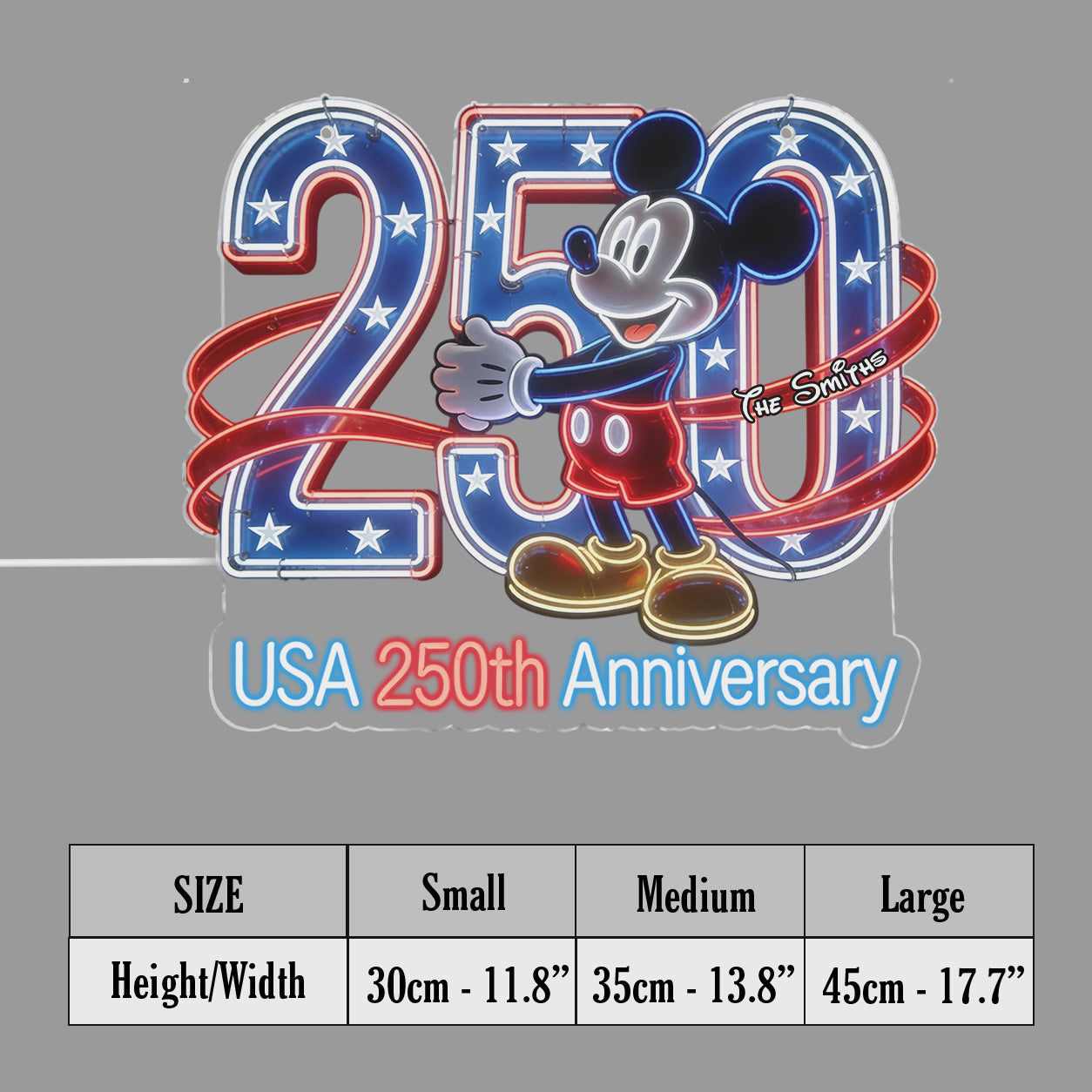 250th Anniversary - Personalized Mouse Neon LED Light Sign
