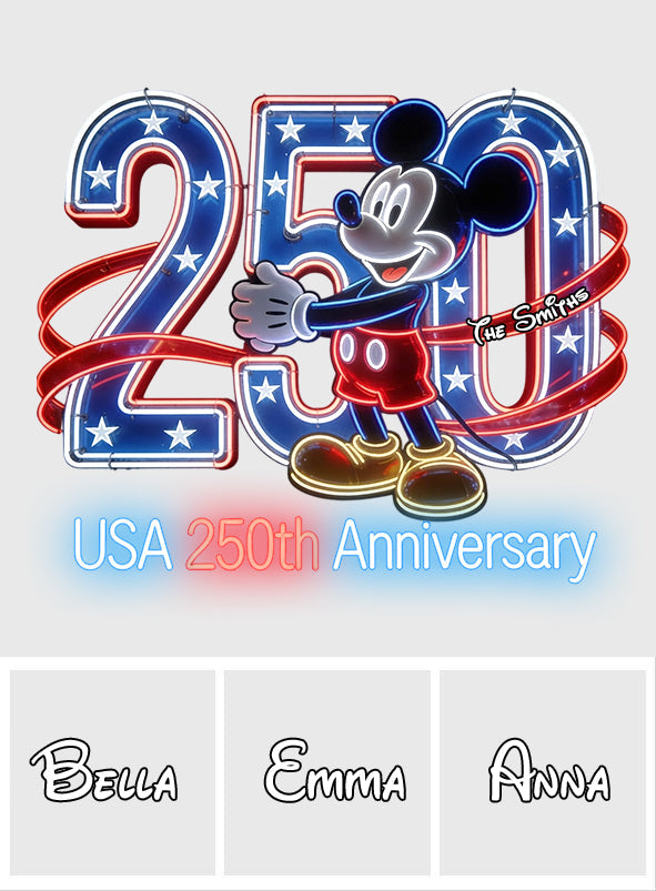 250th Anniversary - Personalized Mouse Neon LED Light Sign