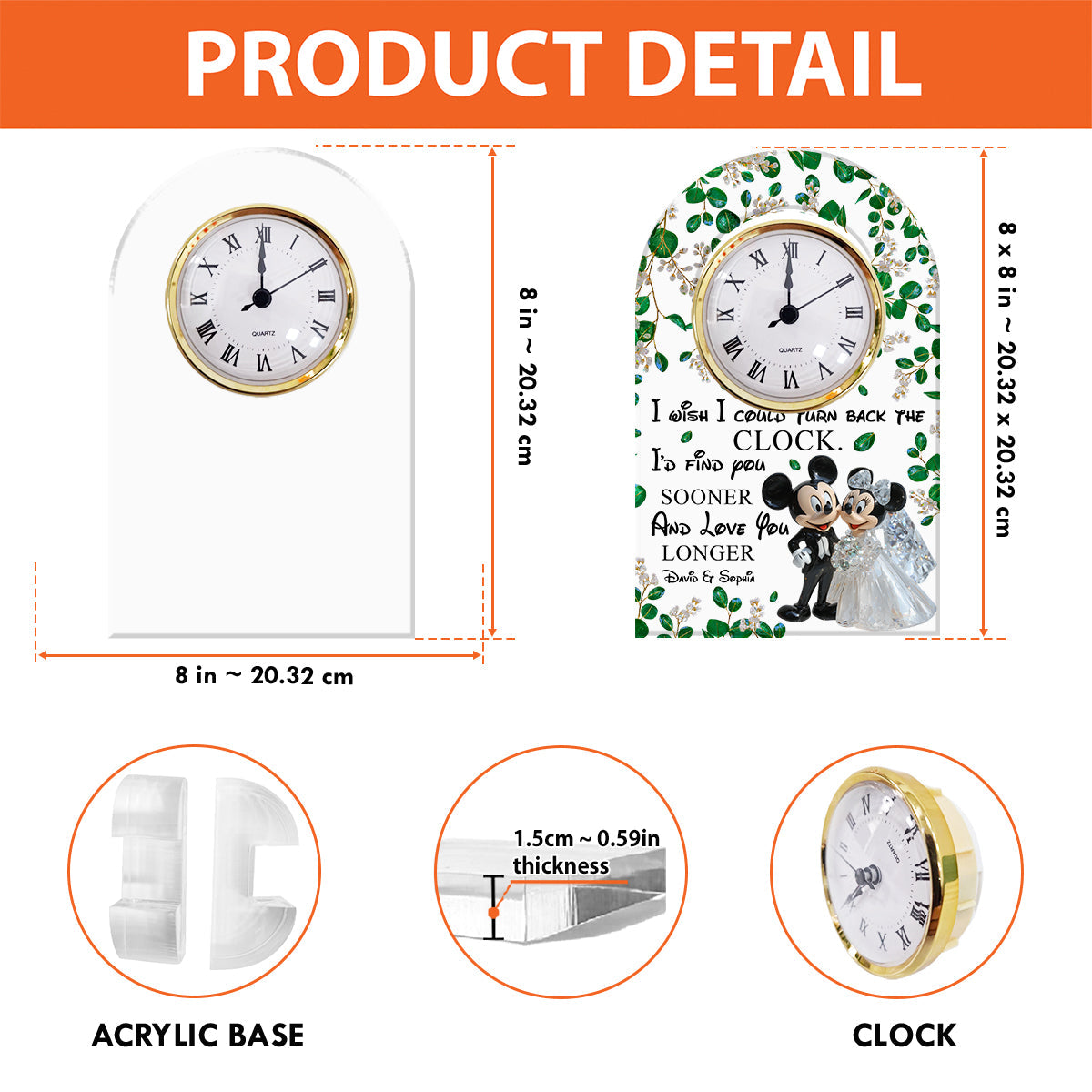 I Wish I Could Turn Back The Clock - Personalized Mouse Acrylic Clock Plaque