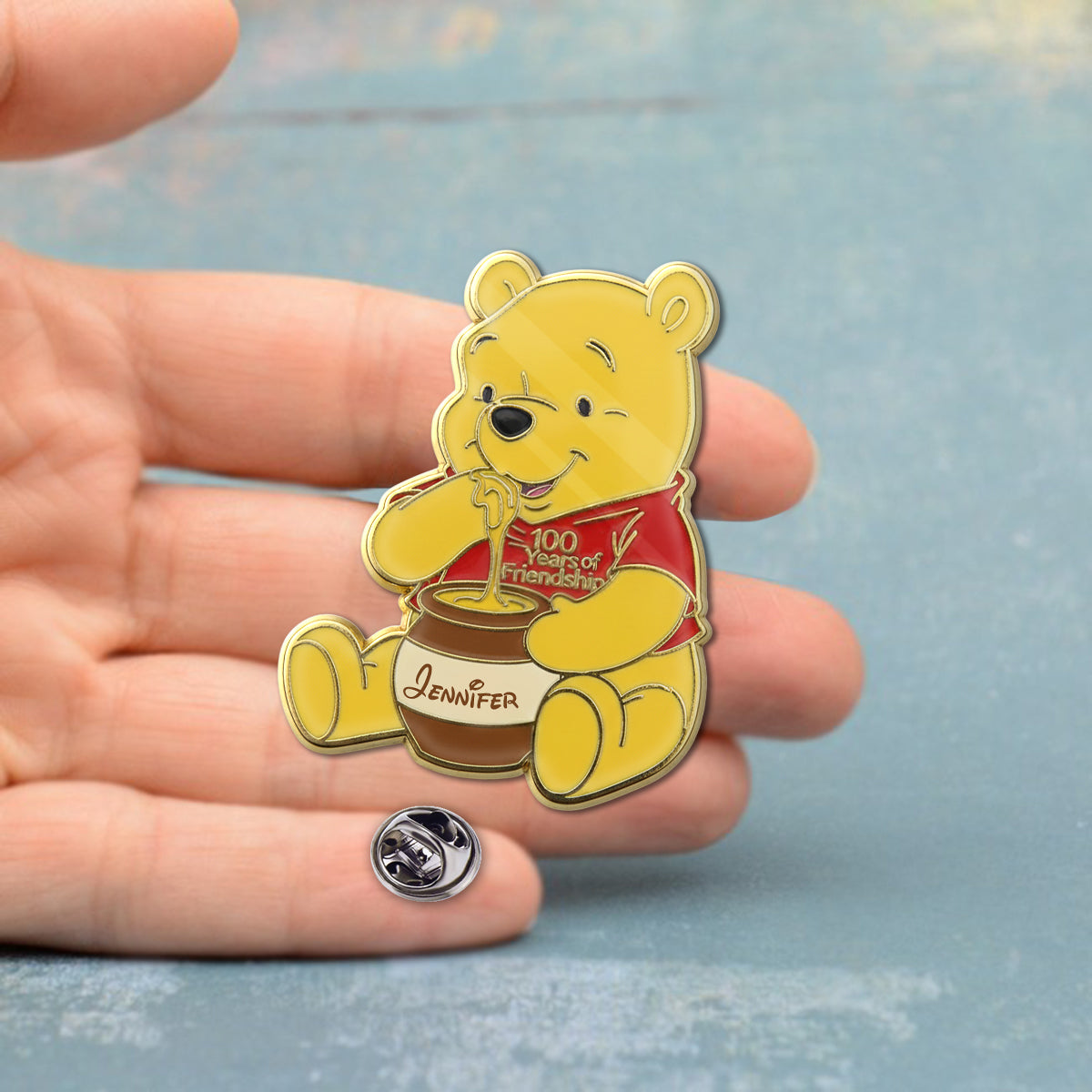 Honey Bear 100th Anniversary - Personalized Yellow Bear Pin