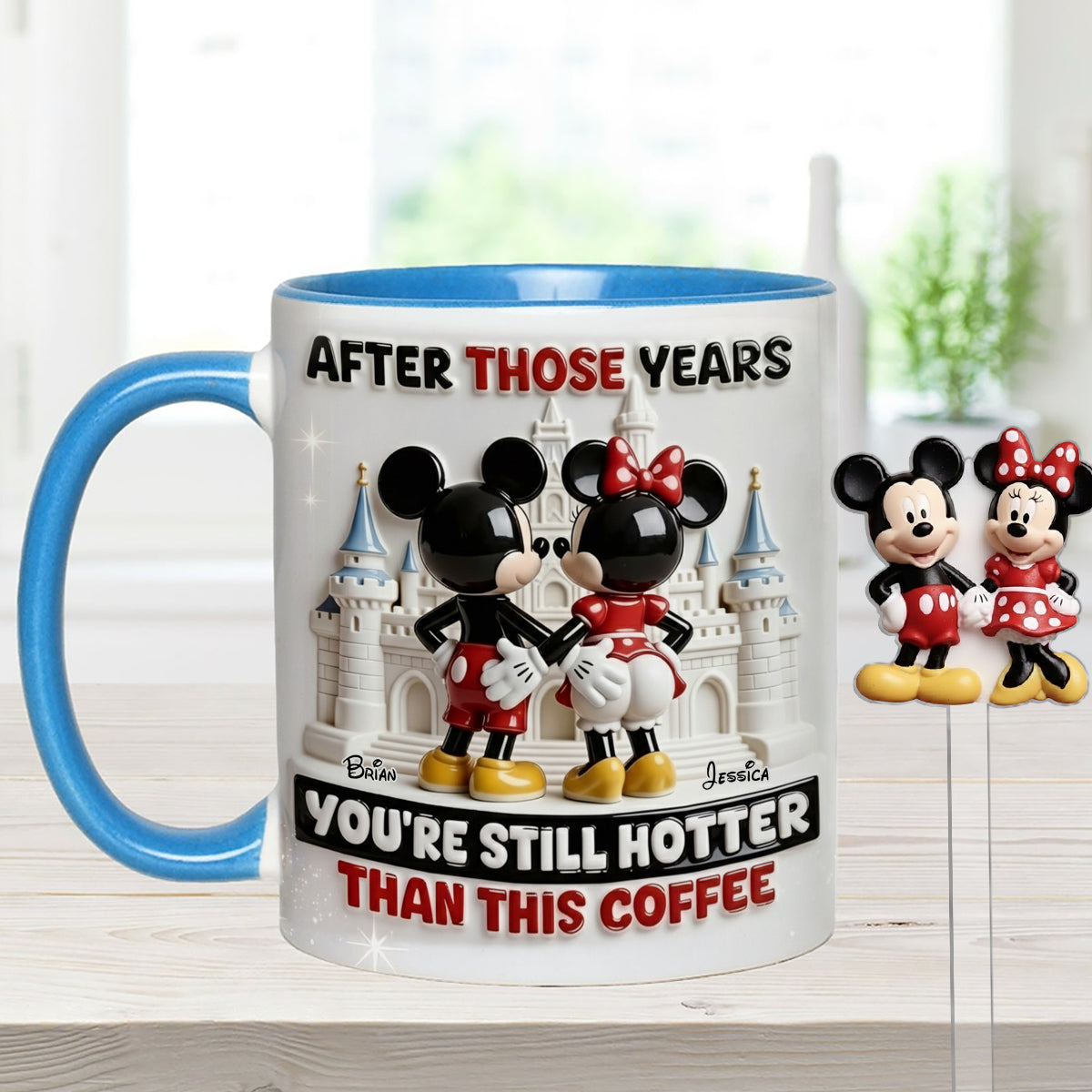 Cartoon Magical Couple - Personalized Mouse Set Accent Mug with Acrylic Stirrers
