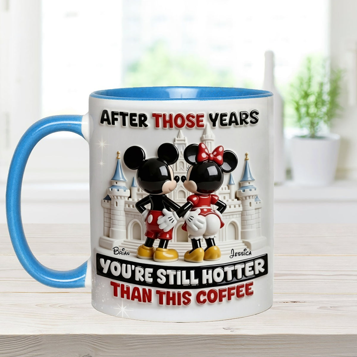 Cartoon Magical Couple - Personalized Mouse Set Accent Mug with Acrylic Stirrers