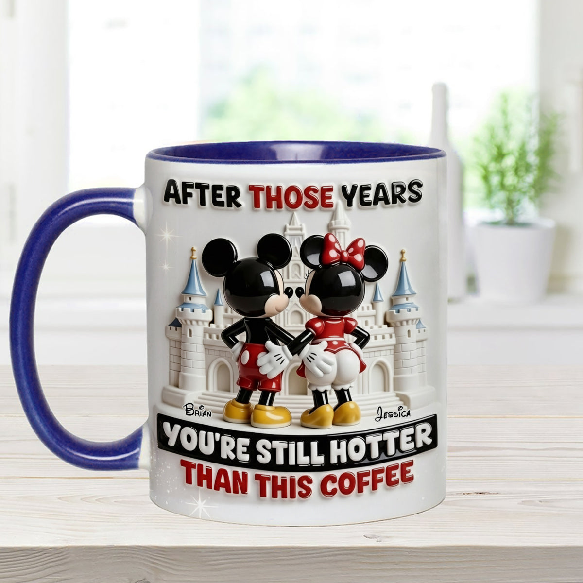 Cartoon Magical Couple - Personalized Mouse Set Accent Mug with Acrylic Stirrers