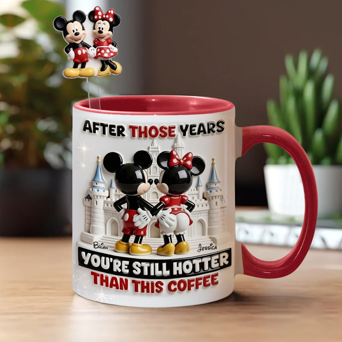 Cartoon Magical Couple - Personalized Mouse Set Accent Mug with Acrylic Stirrers