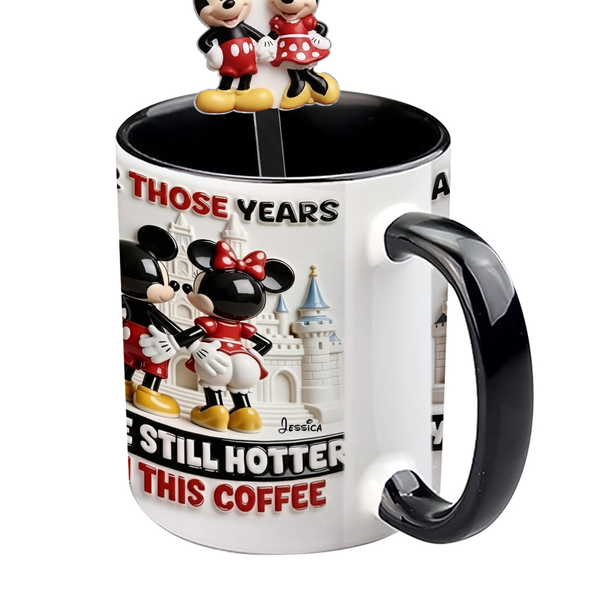 Cartoon Magical Couple - Personalized Mouse Set Accent Mug with Acrylic Stirrers