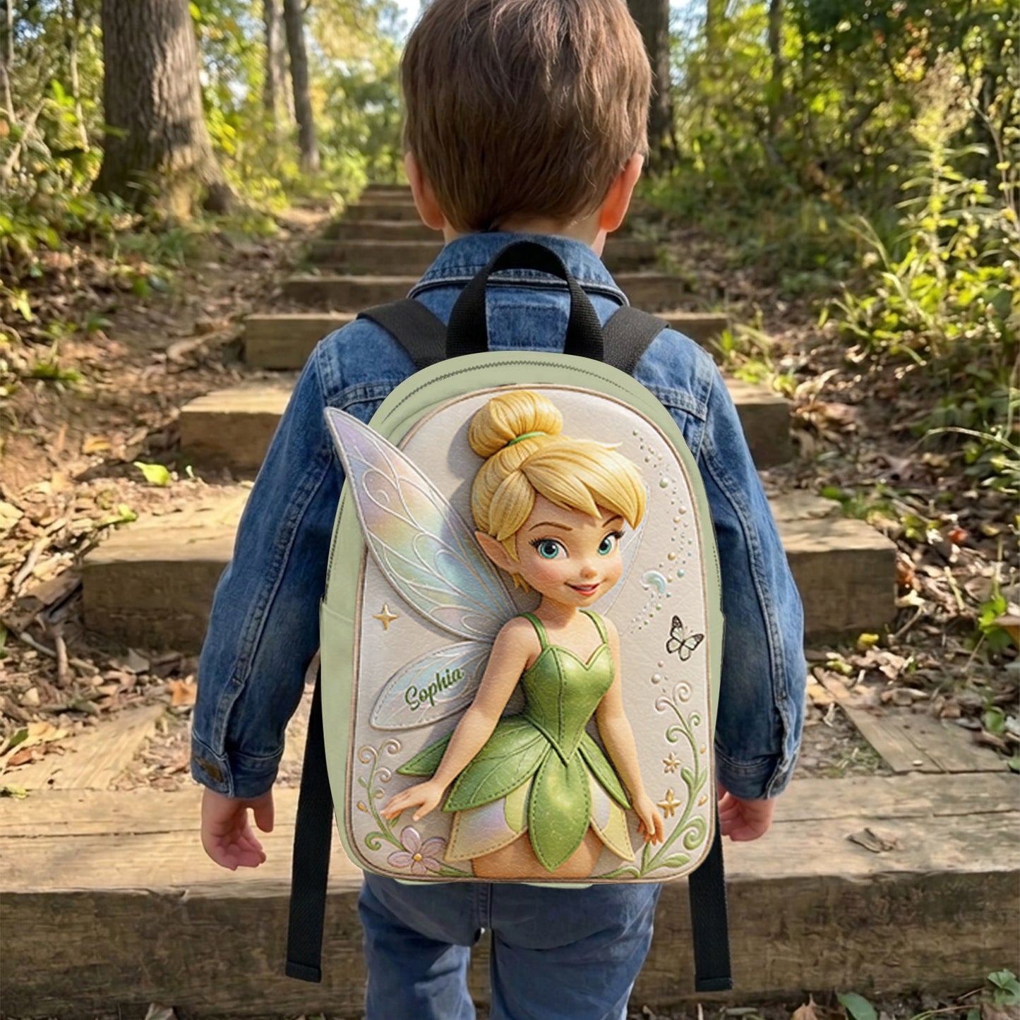 Magical Fairy - Personalized Flying Fairy Changeable Leather Patch Backpack