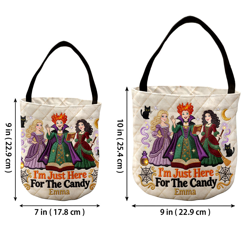 I'm Just Here For The Candy - Personalized Three Witches Canvas Bucket Bag